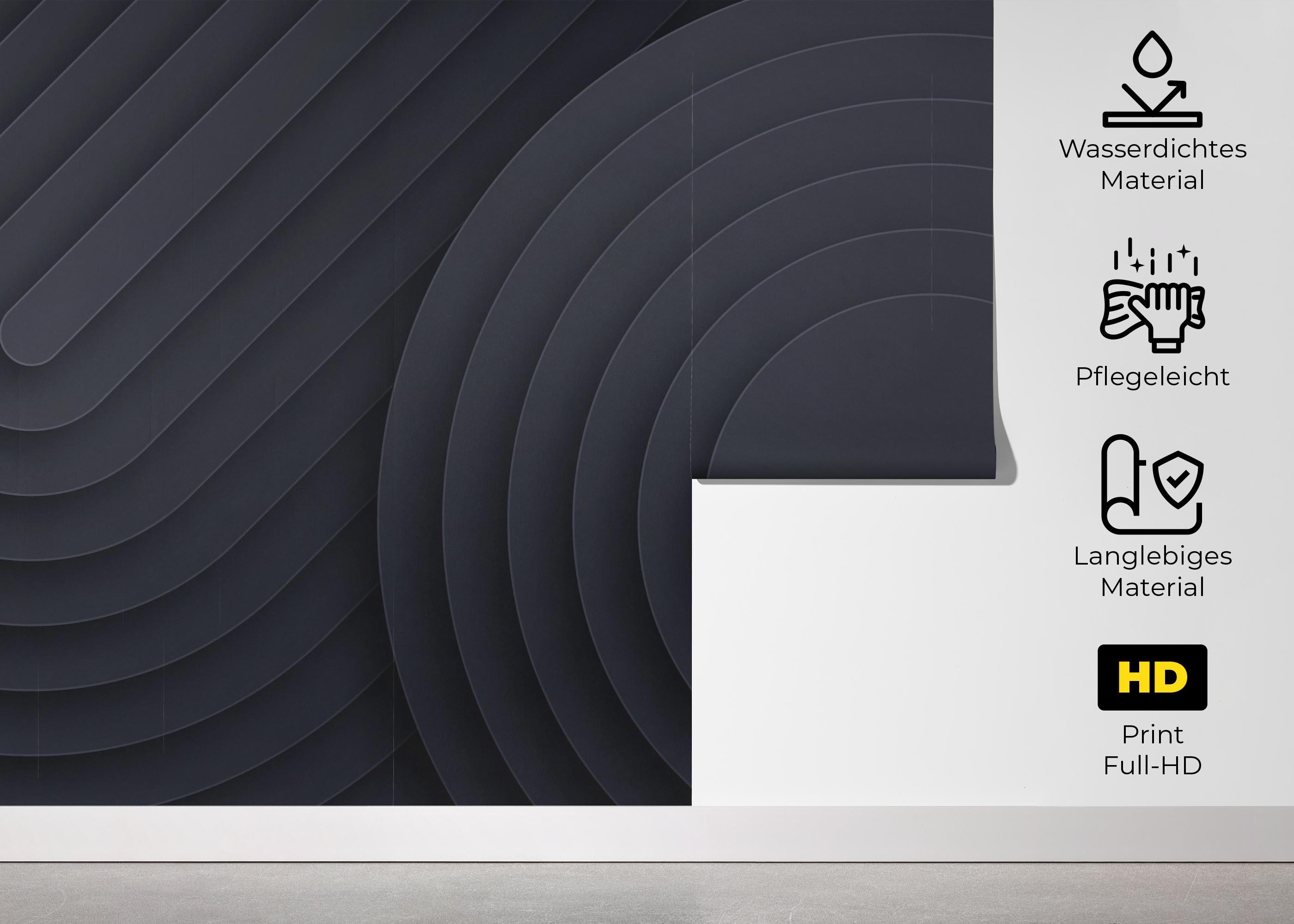 Fototapete Black Curved Shapes mockup 5