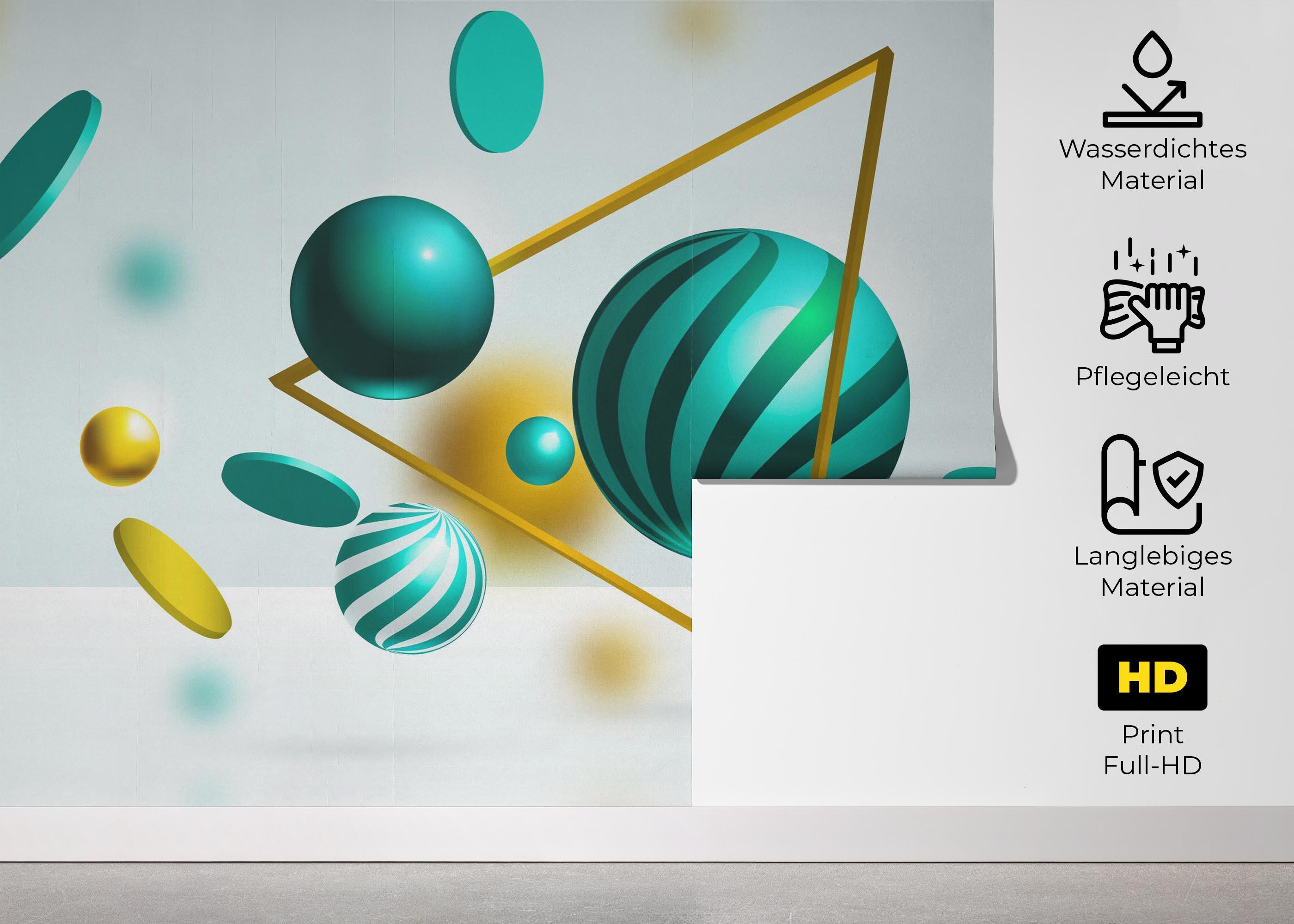 Fototapete Floating Green Balls mockup 5