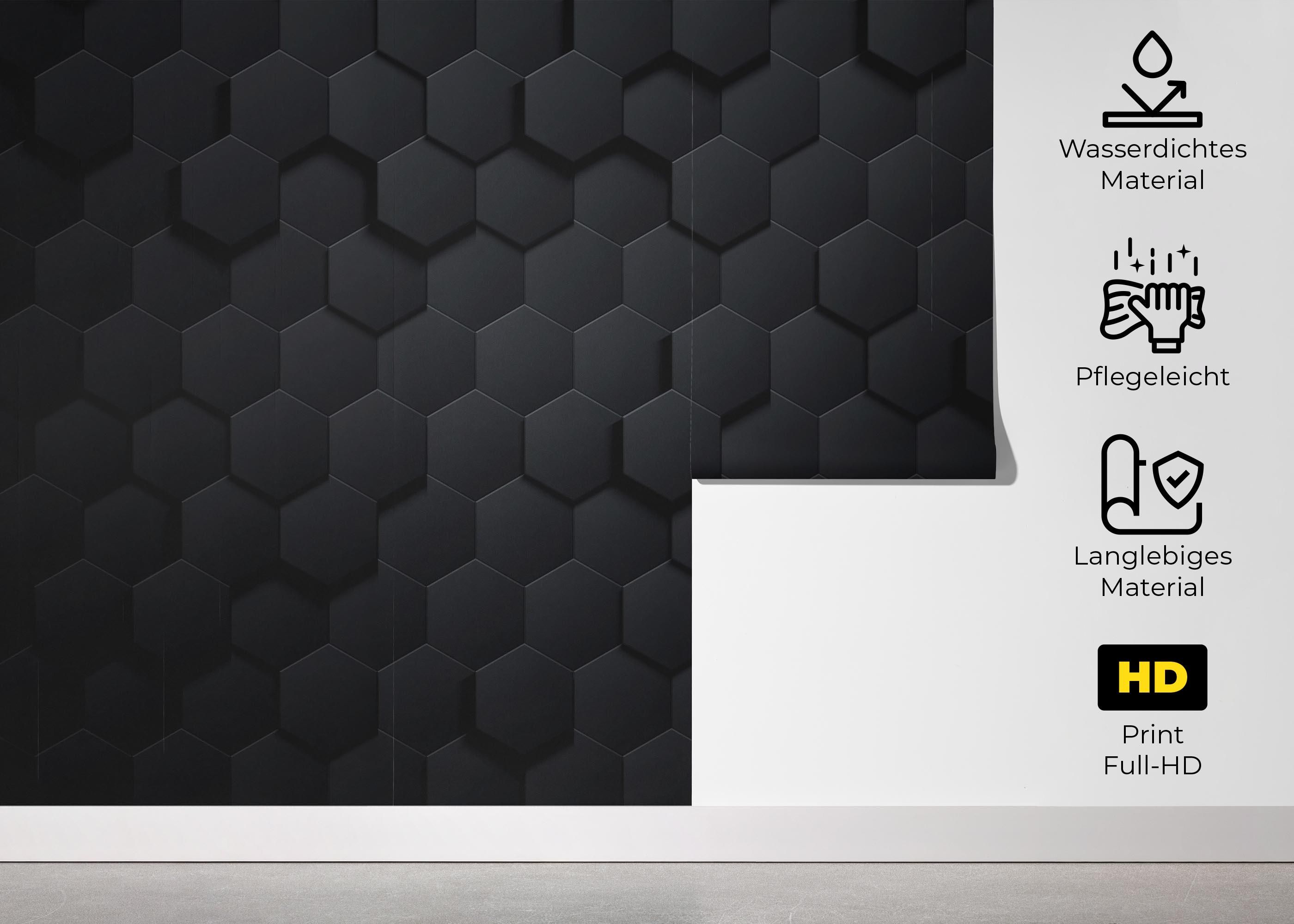Hexagon 3d Black Art mockup 5
