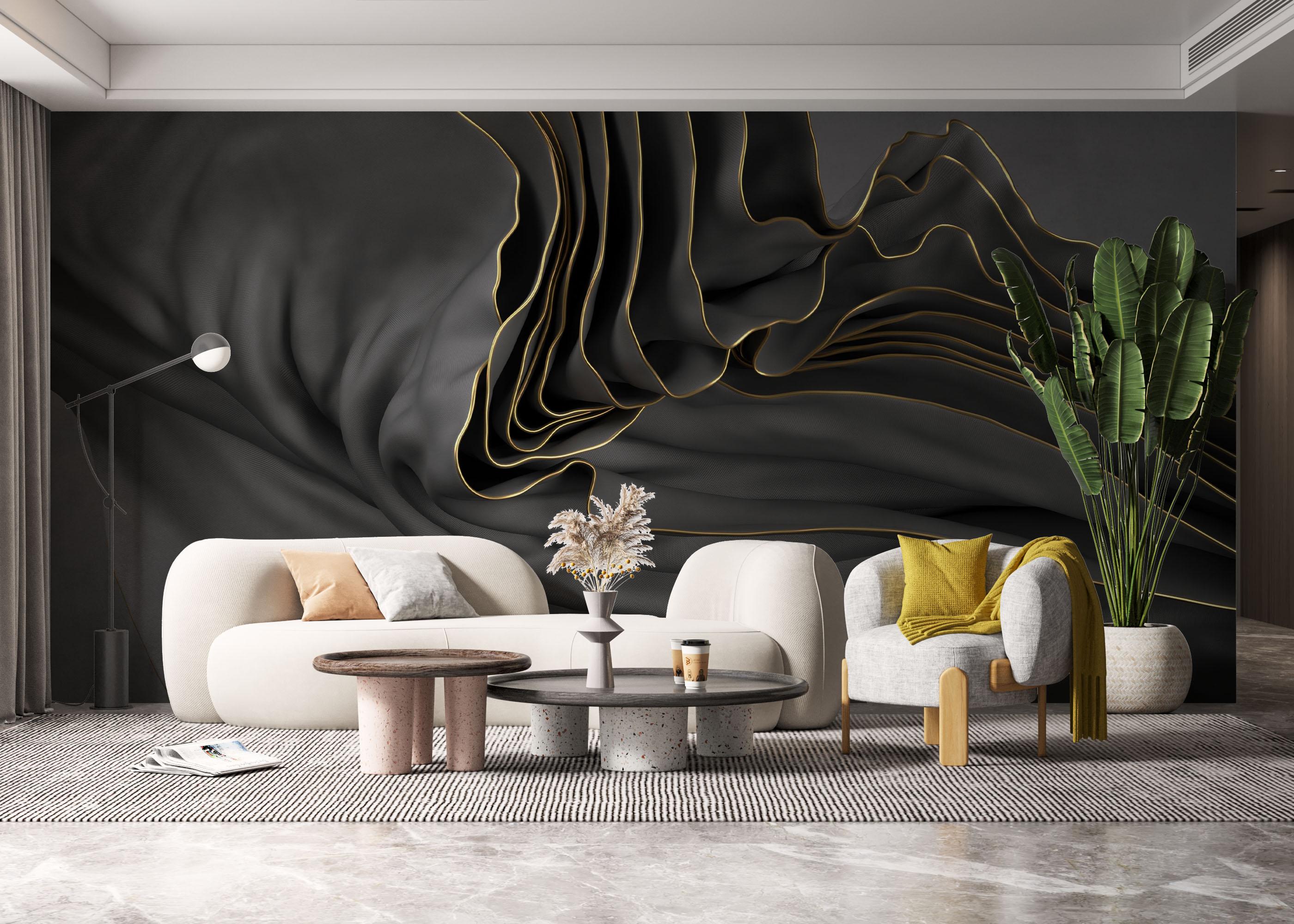 Fototapete 3d Wavy Material mockup 6