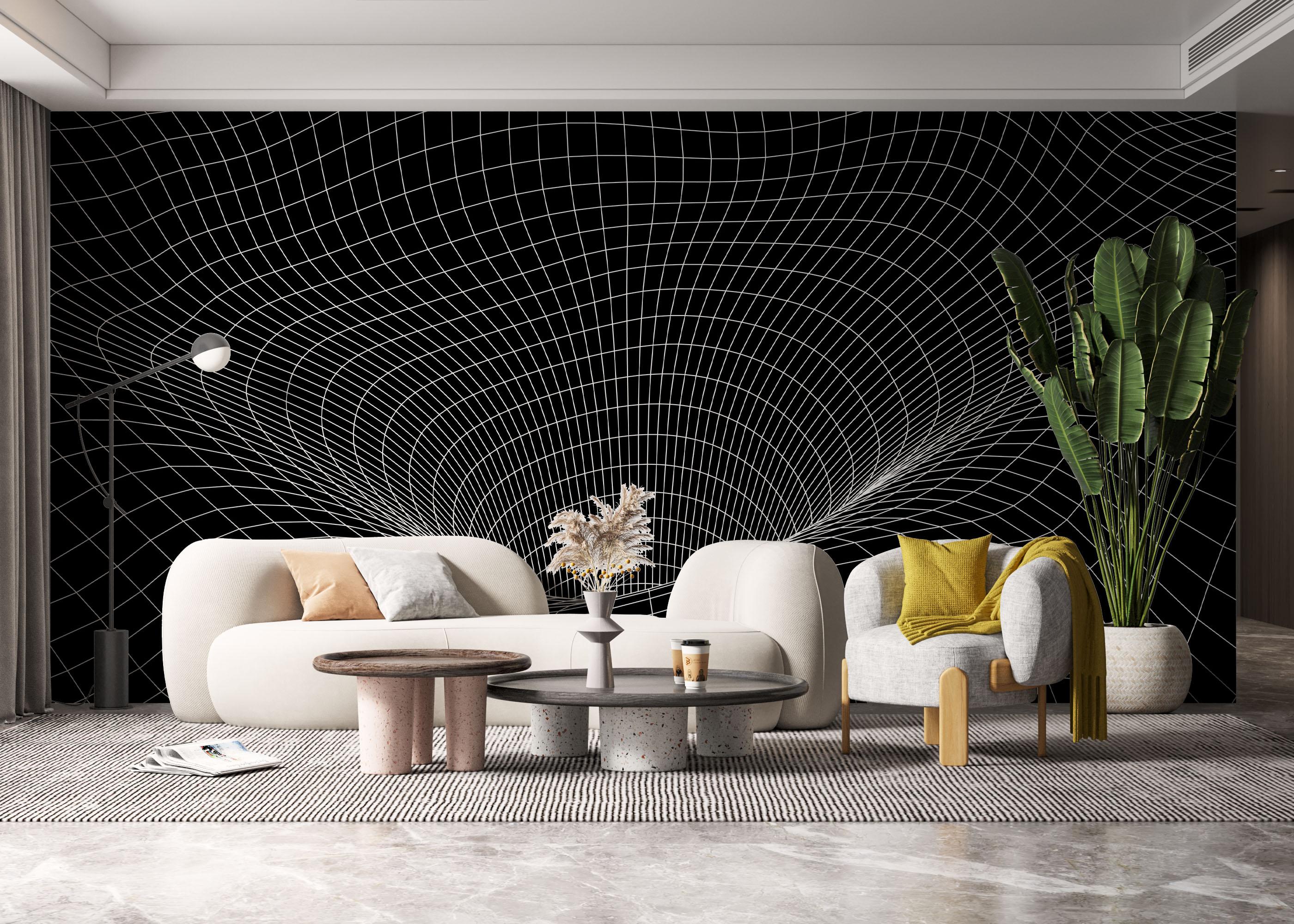 Fototapete Black 3d Hole Line mockup 6