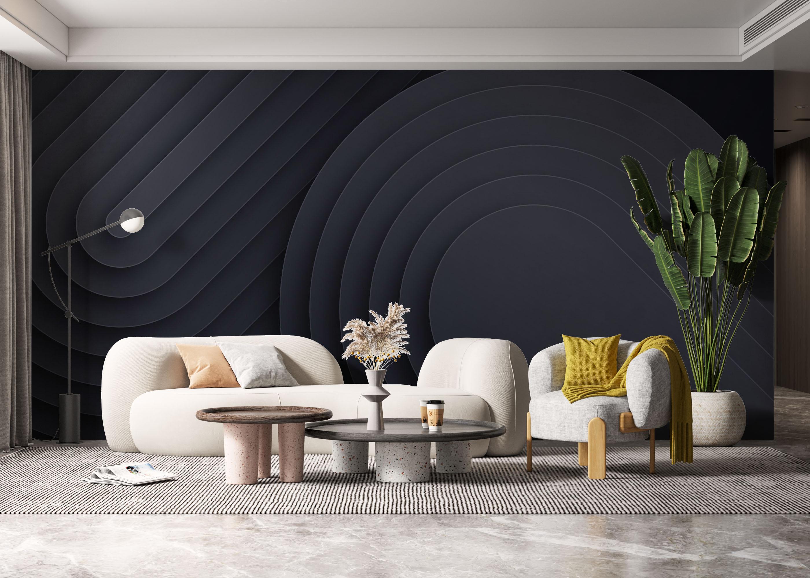 Fototapete Black Curved Shapes mockup 6