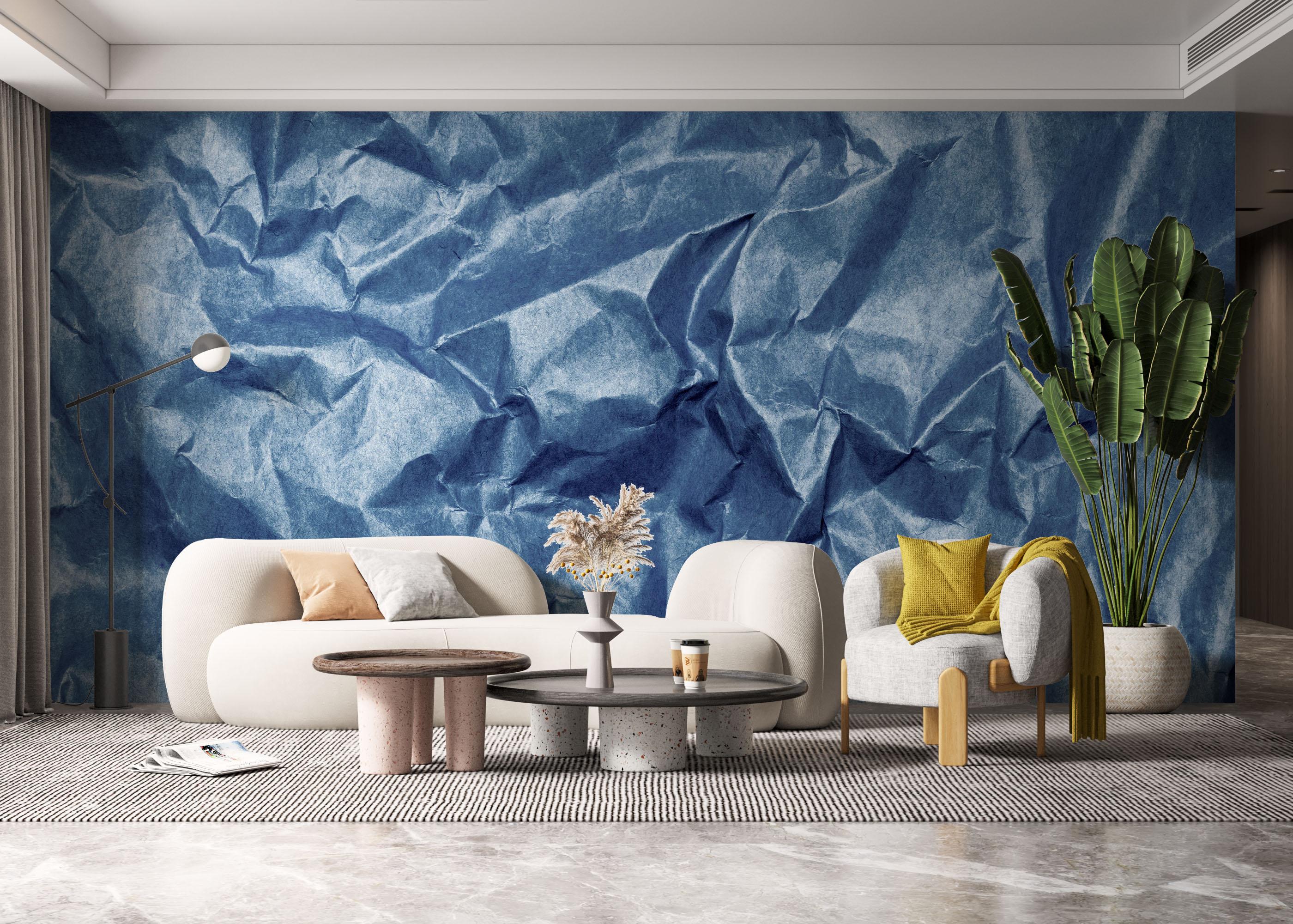 Fototapete Blue Crumpled Sheet mockup 6