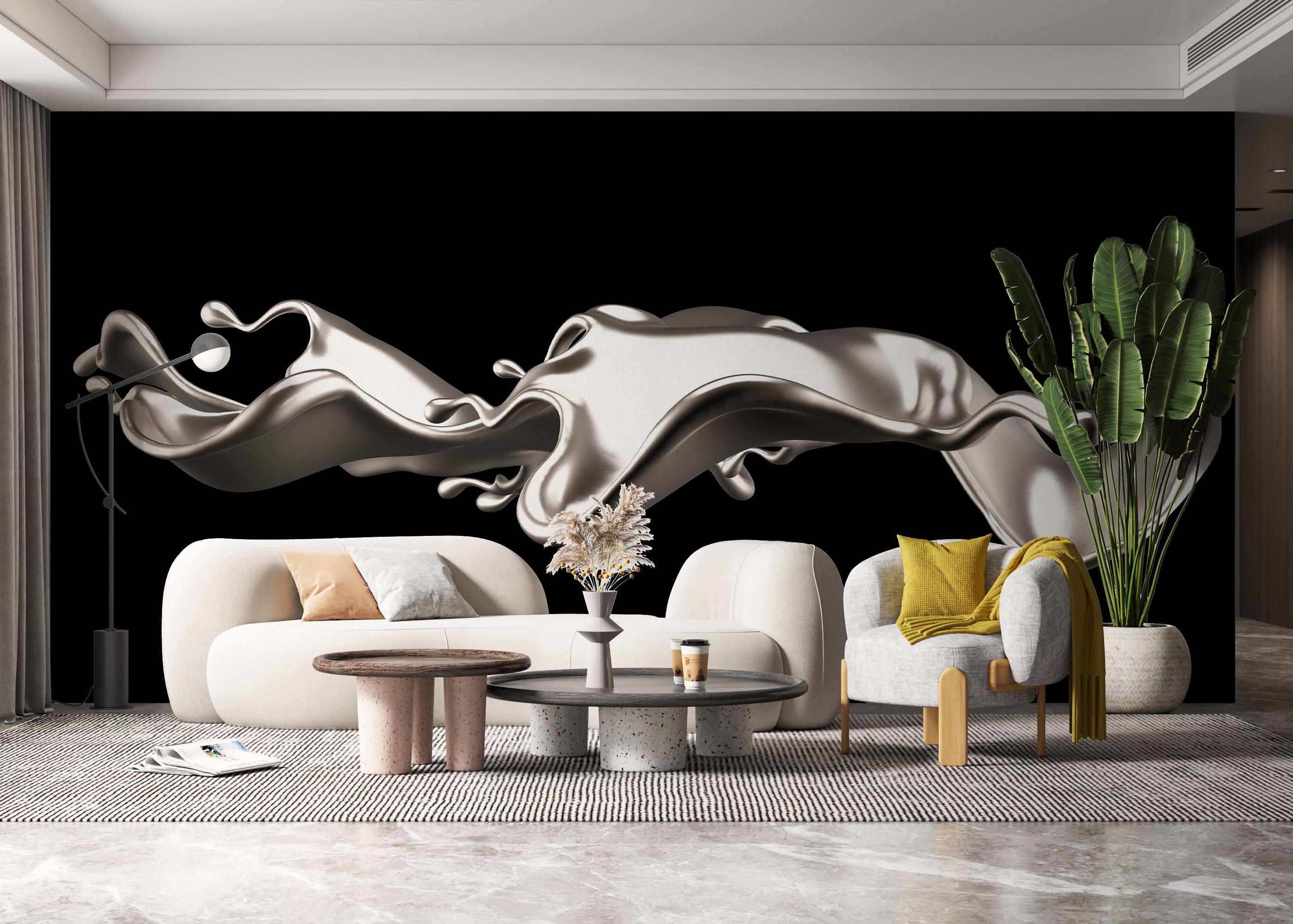 Fototapete Elegant Silver Liquid mockup 6