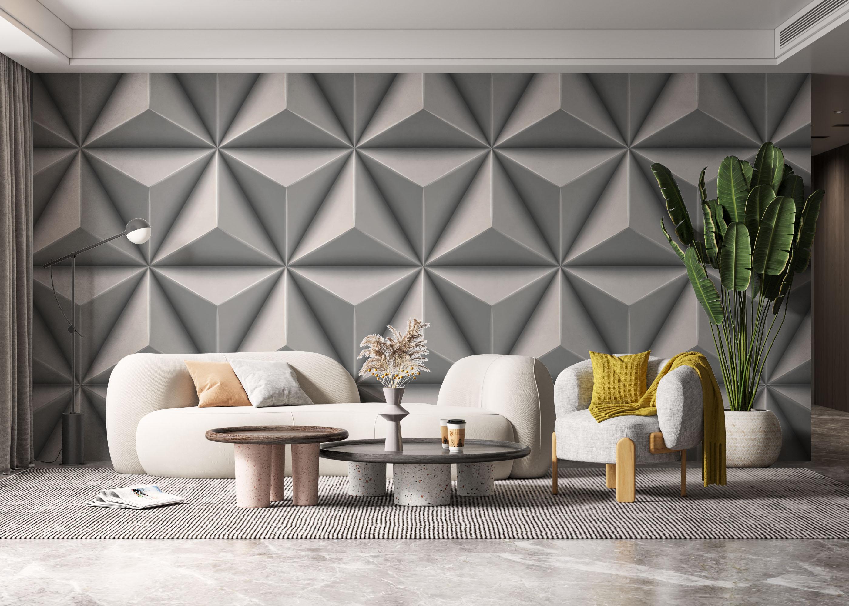 Fototapete Grey 3d Triangle mockup 6