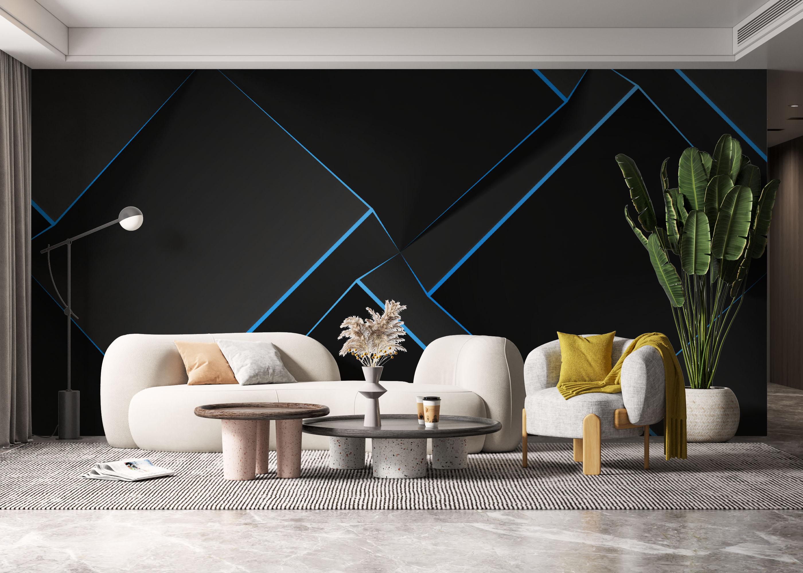 Fototapete Volumetric Blue Cubes mockup 6