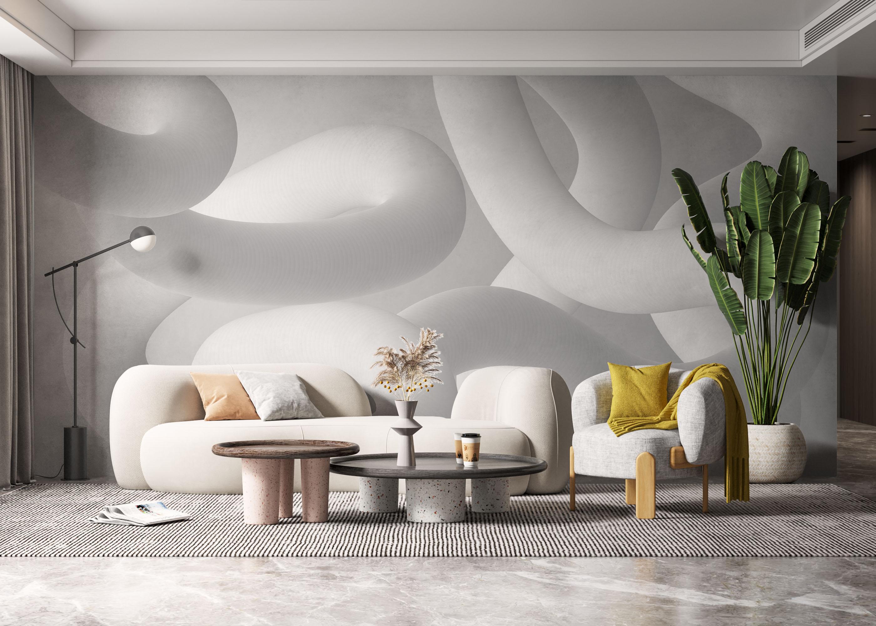 Fototapete White Grey 3d Line mockup 6