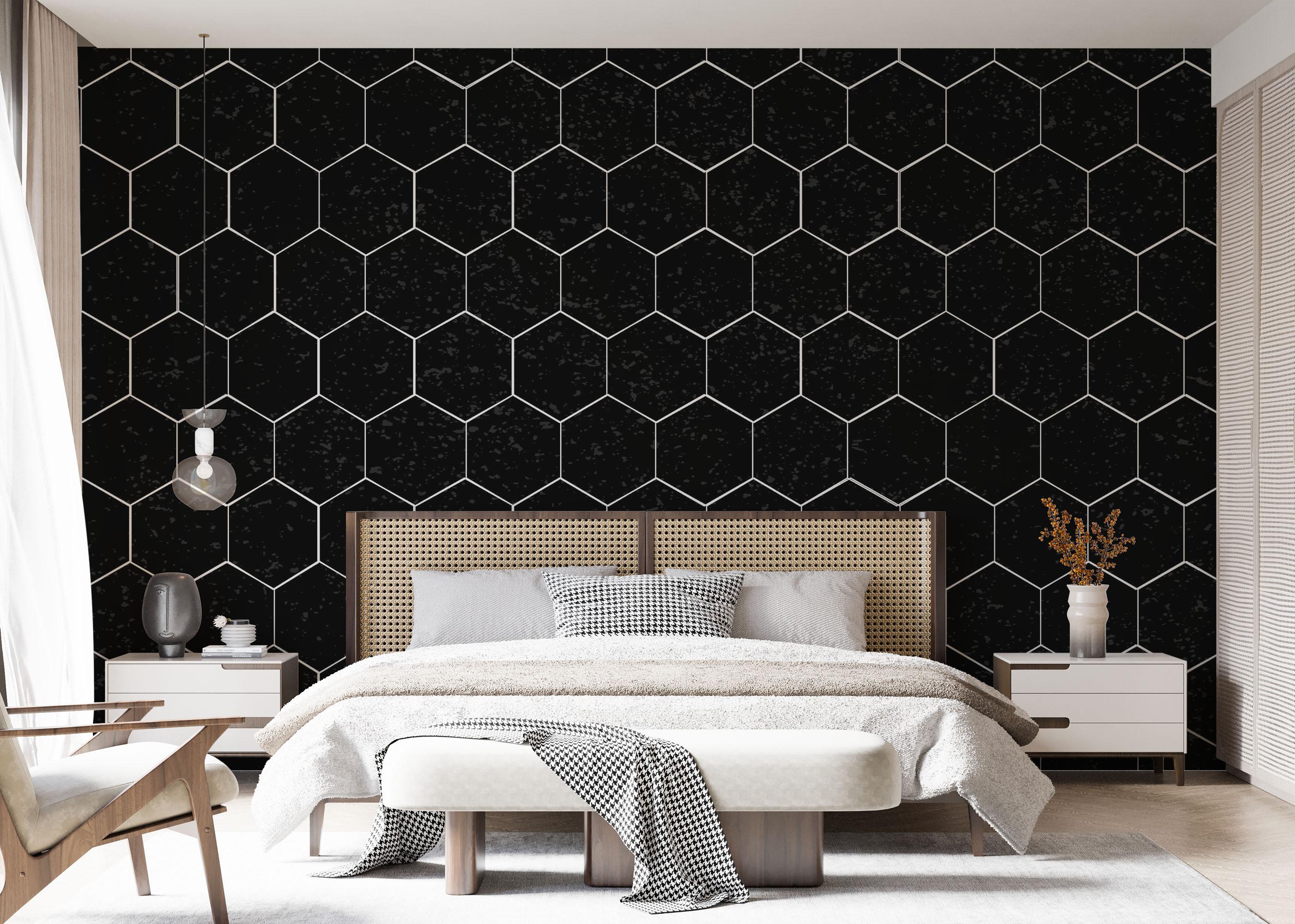 Fototapete Black Hexagon Art mockup 7