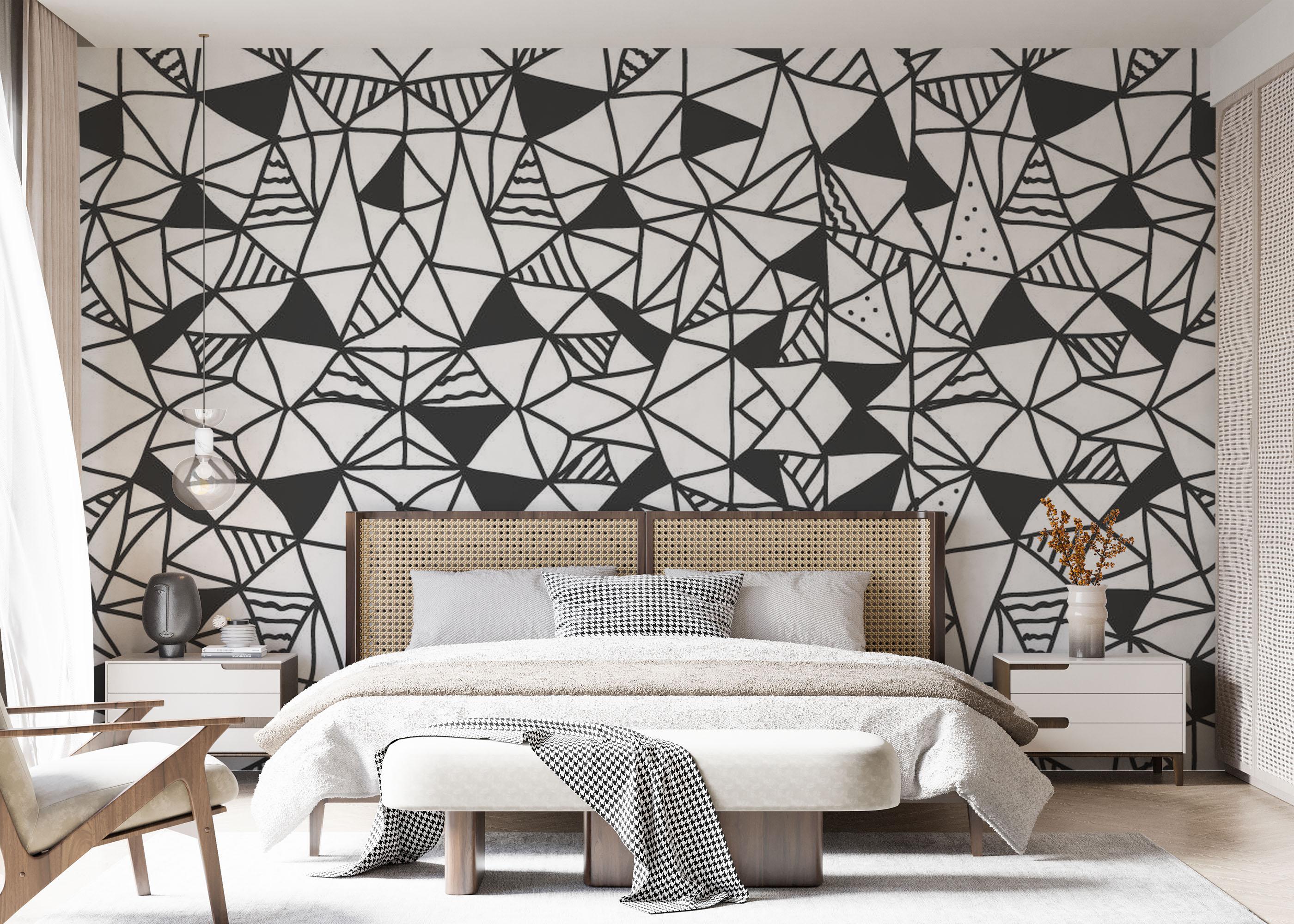 Fototapete Black Triangles Pattern mockup 7