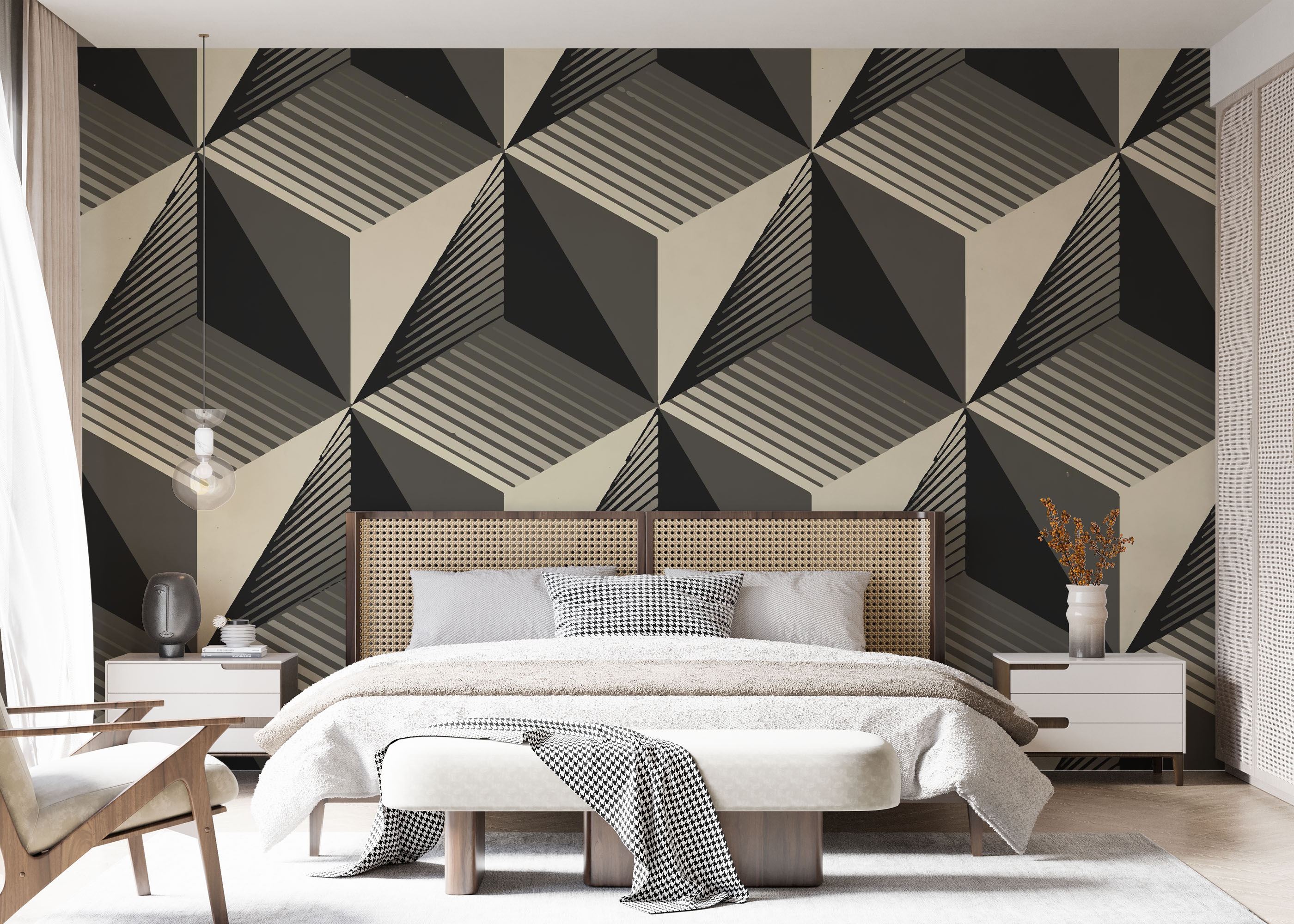 Fototapete Cream Square Shadow mit heller geometrischer Komposition