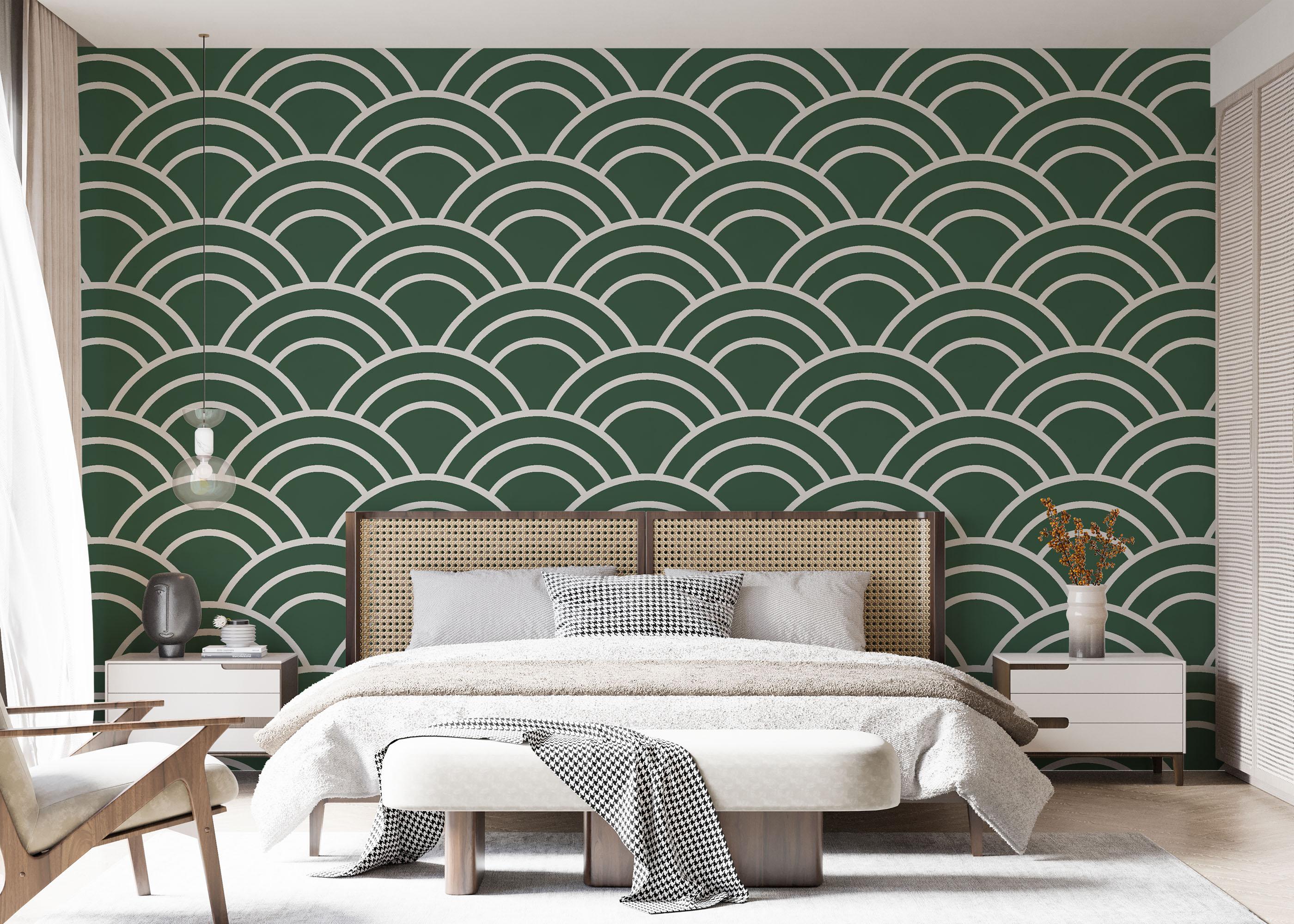 Fototapete Green Semicircle Pattern mockup 7