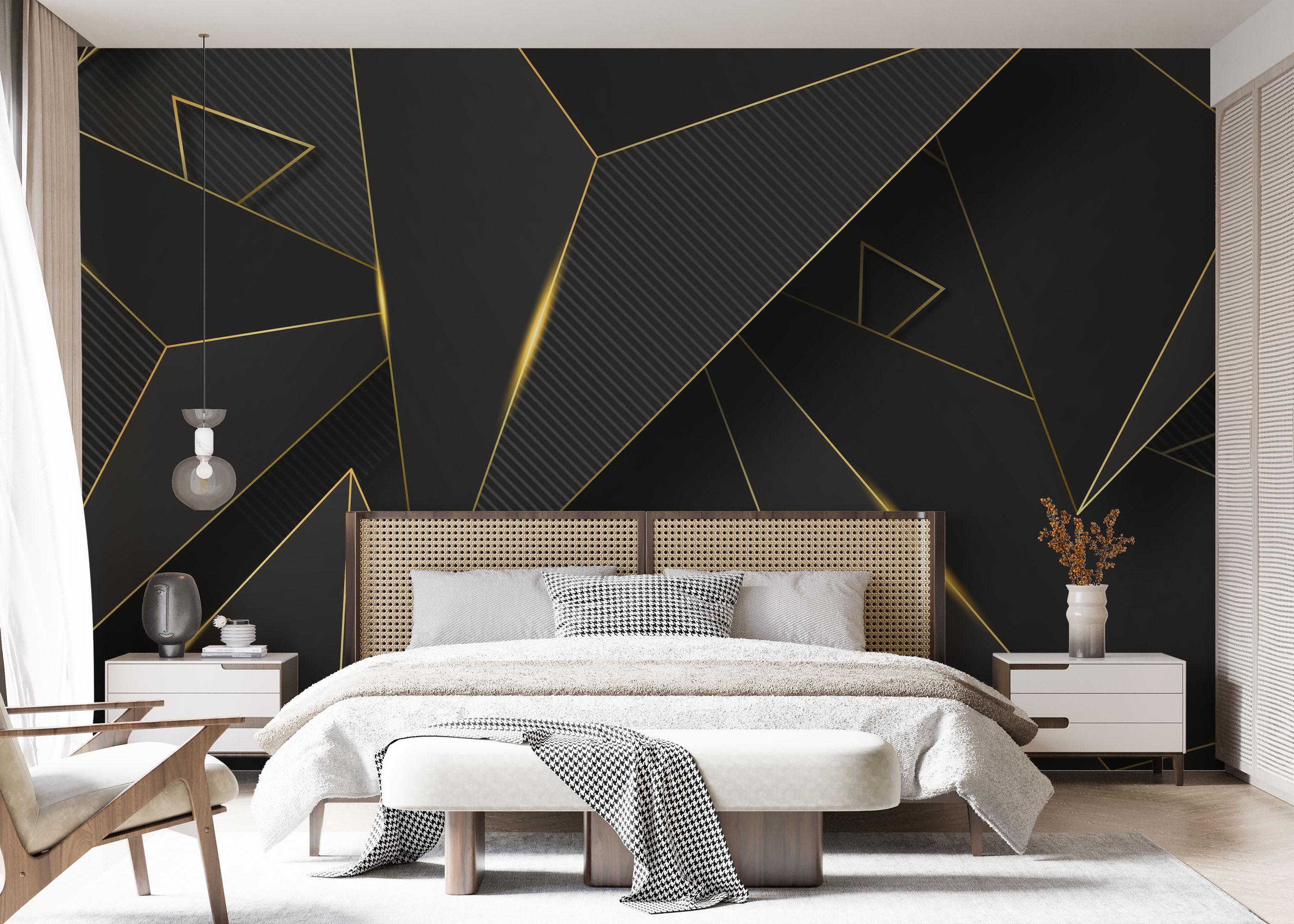 Fototapete Grey Gold Triangle mockup 7