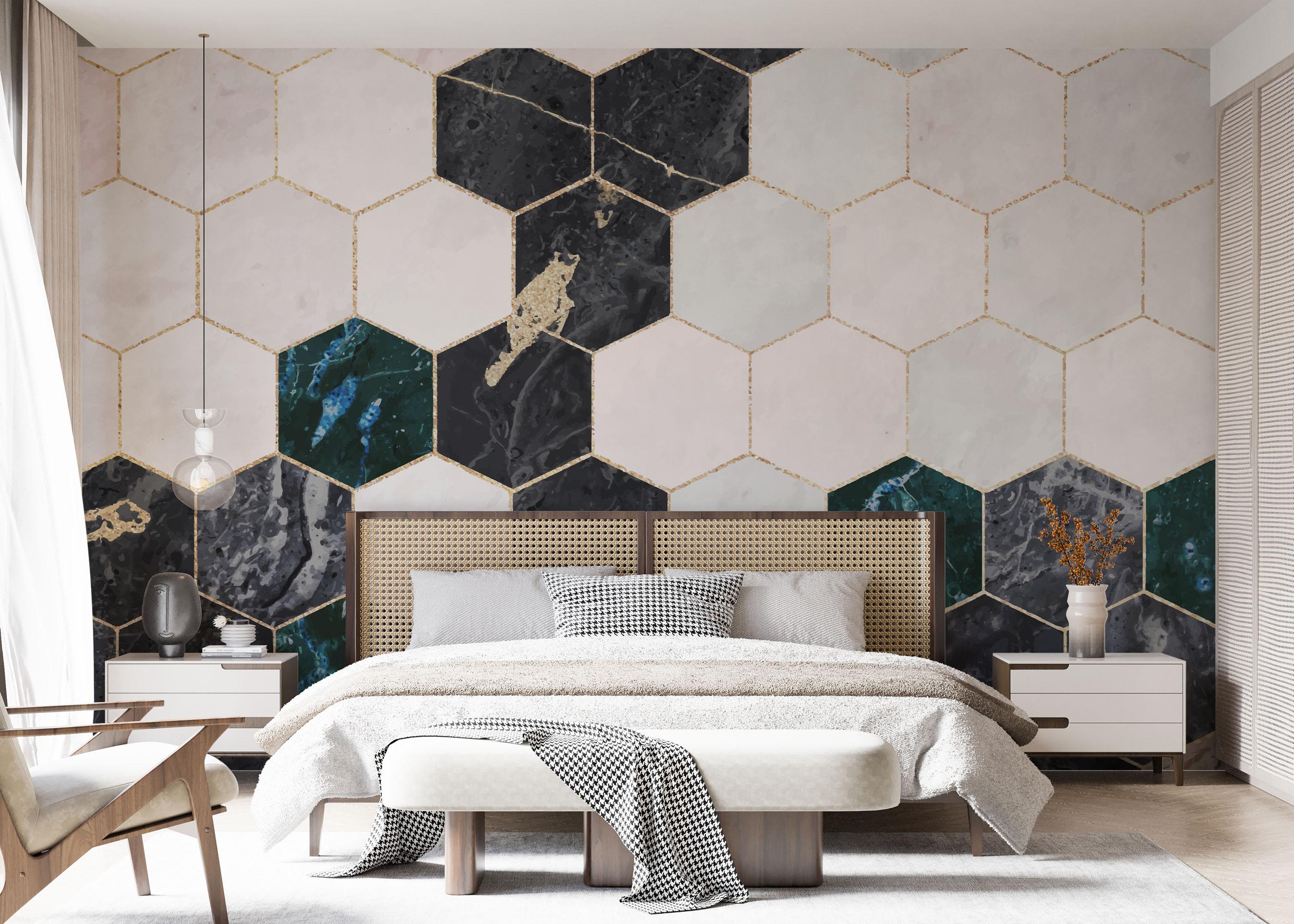 Fototapete Hexagonal Marble Art mockup 7