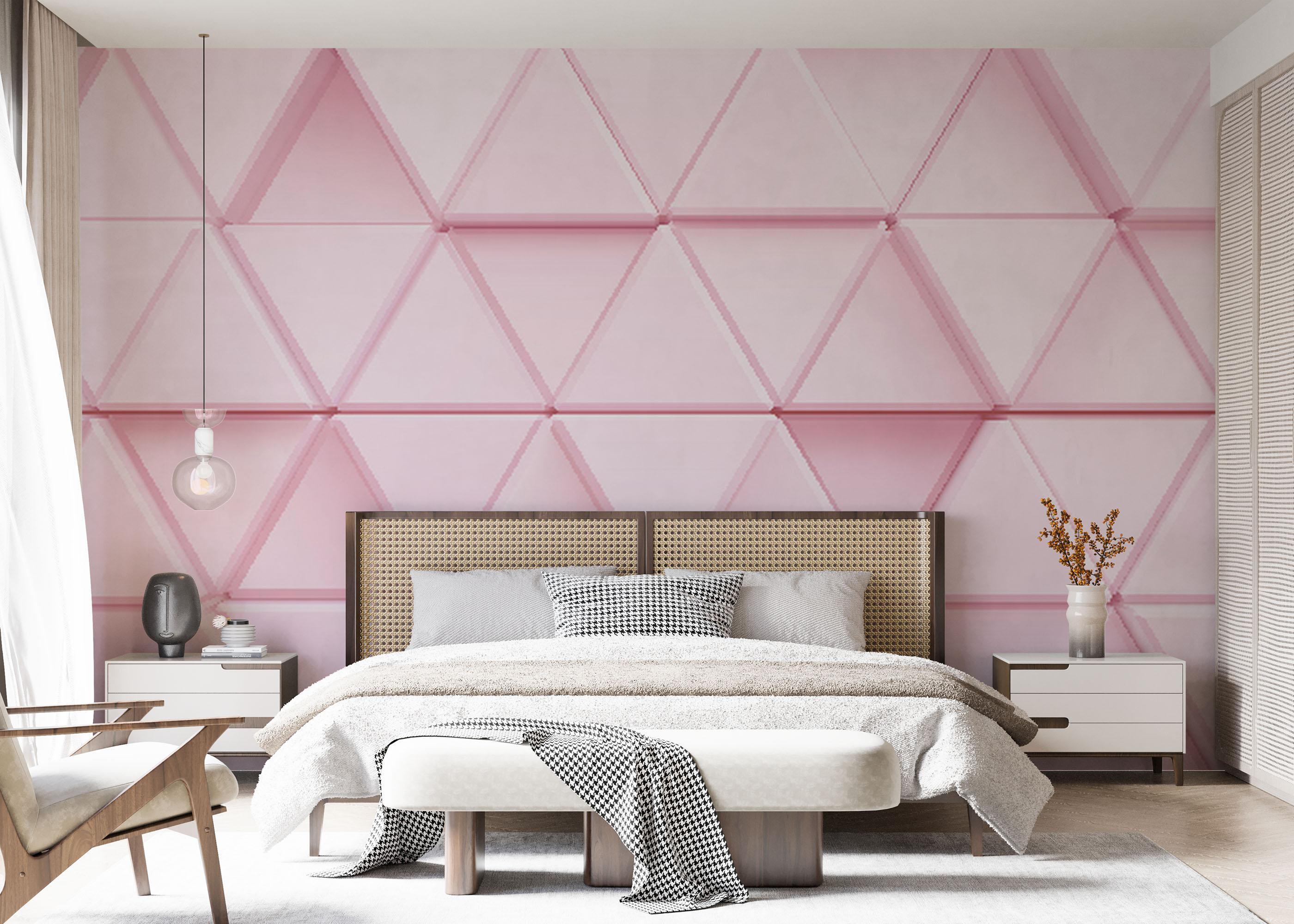 Fototapete Pink 3d Triangle mockup 7