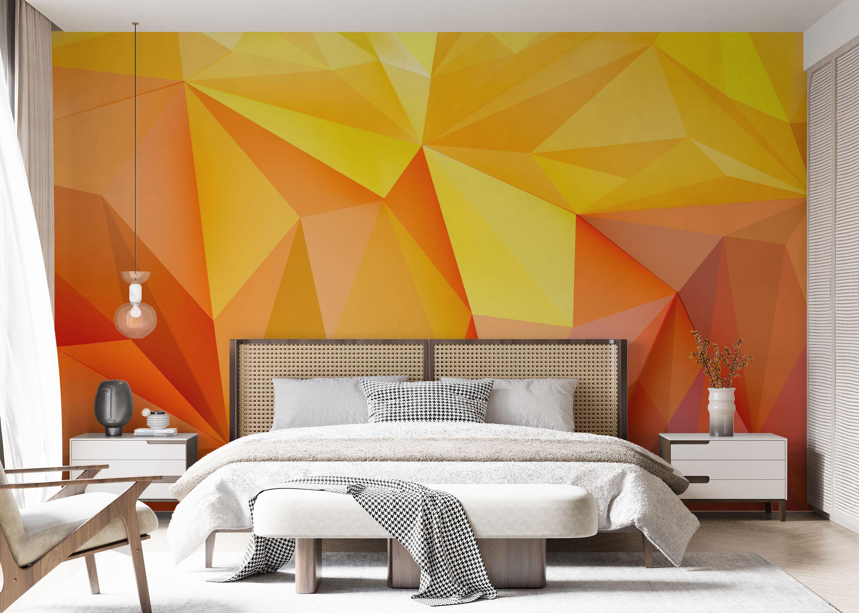 Fototapete Yellow Orange Triangle mockup 7