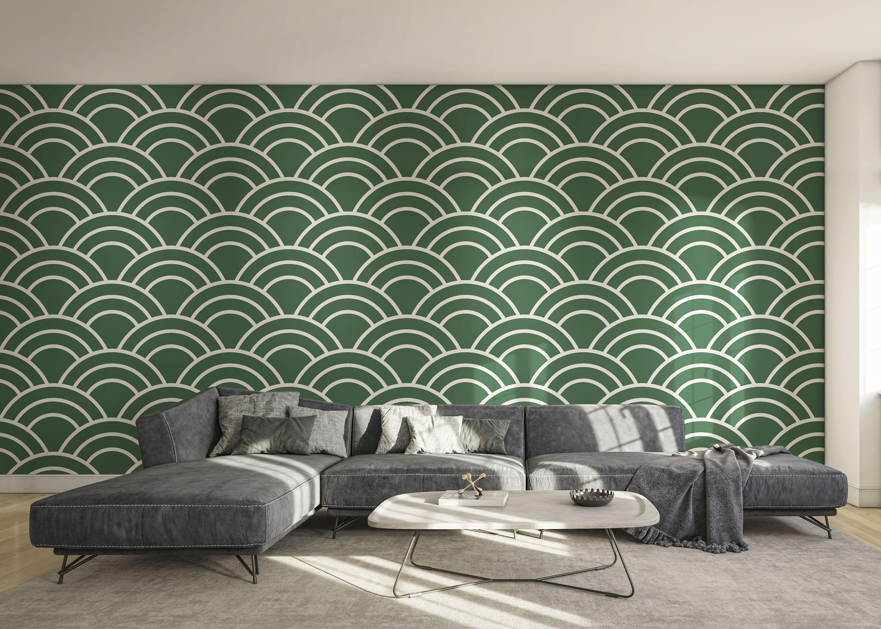 Fototapete Green Semicircle Pattern mockup 0