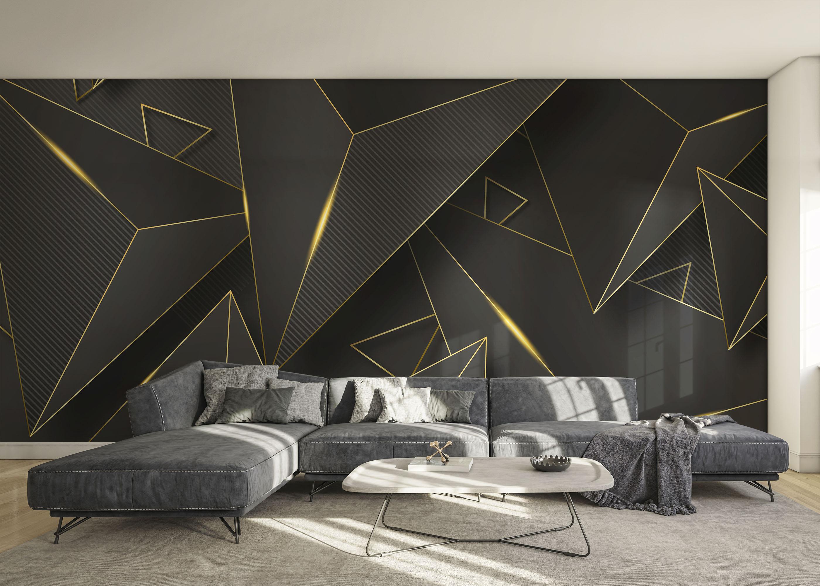Fototapete Grey Gold Triangle mockup 0