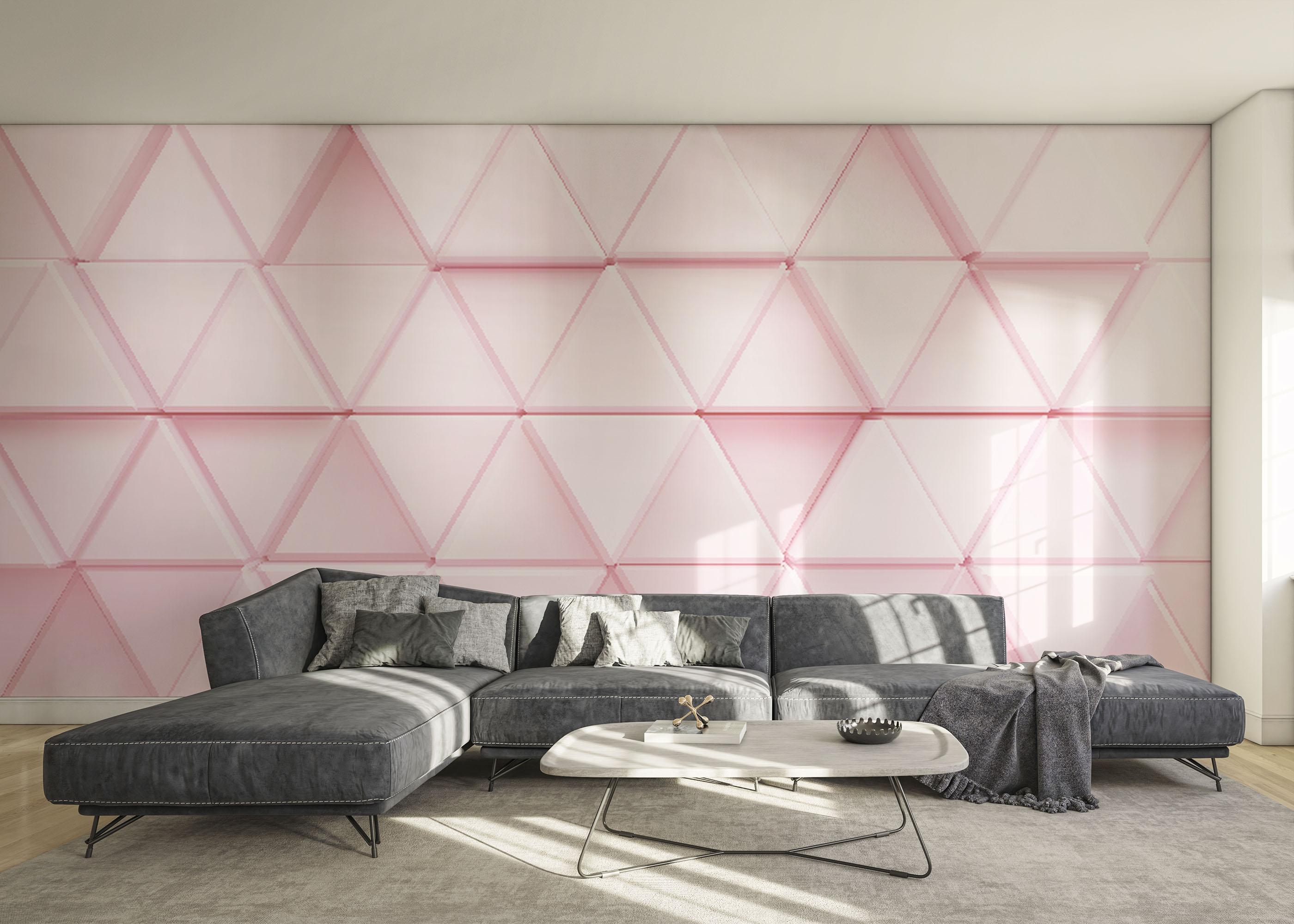 Fototapete Pink 3d Triangle mockup 0