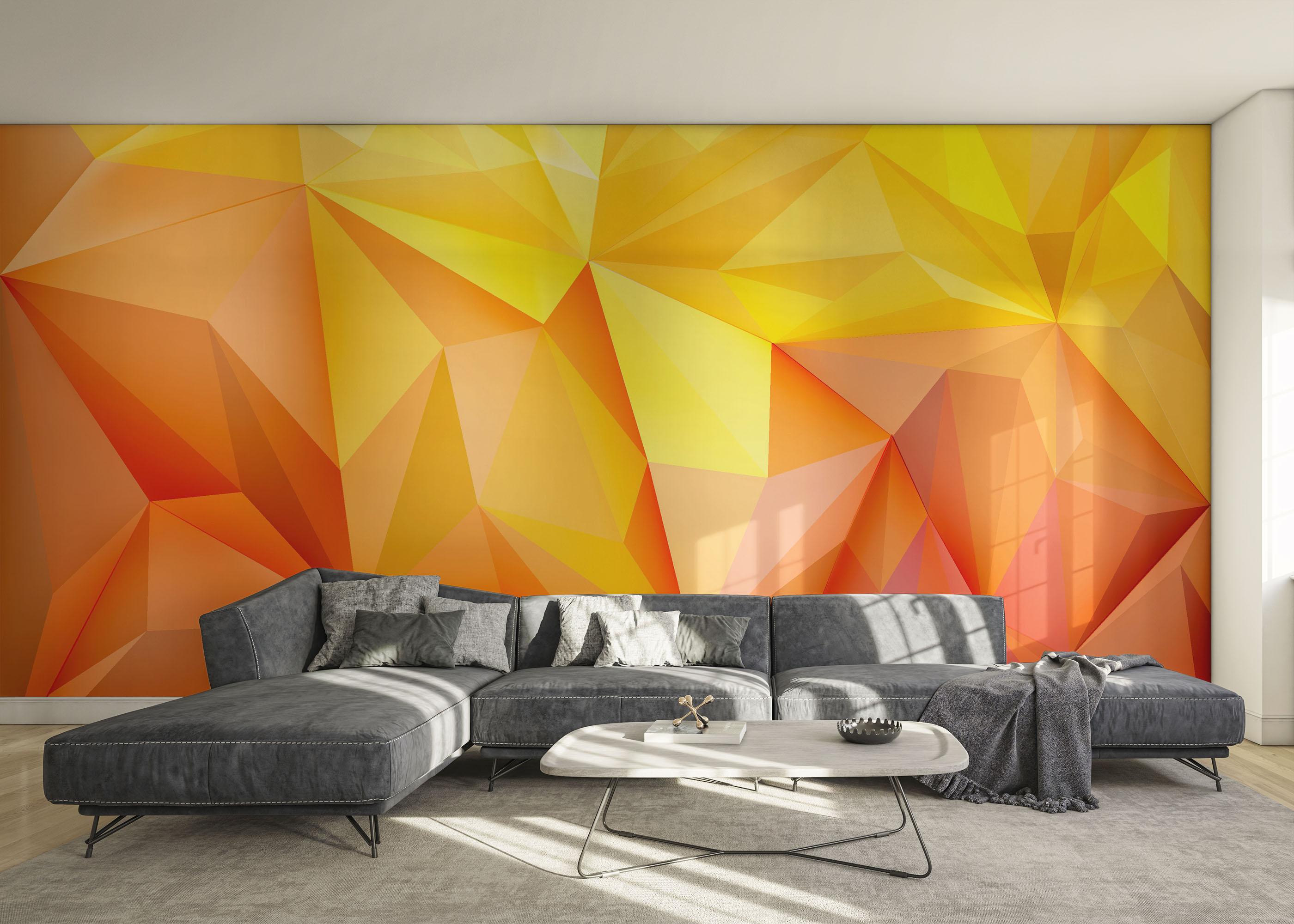 Fototapete Yellow Orange Triangle mockup 0