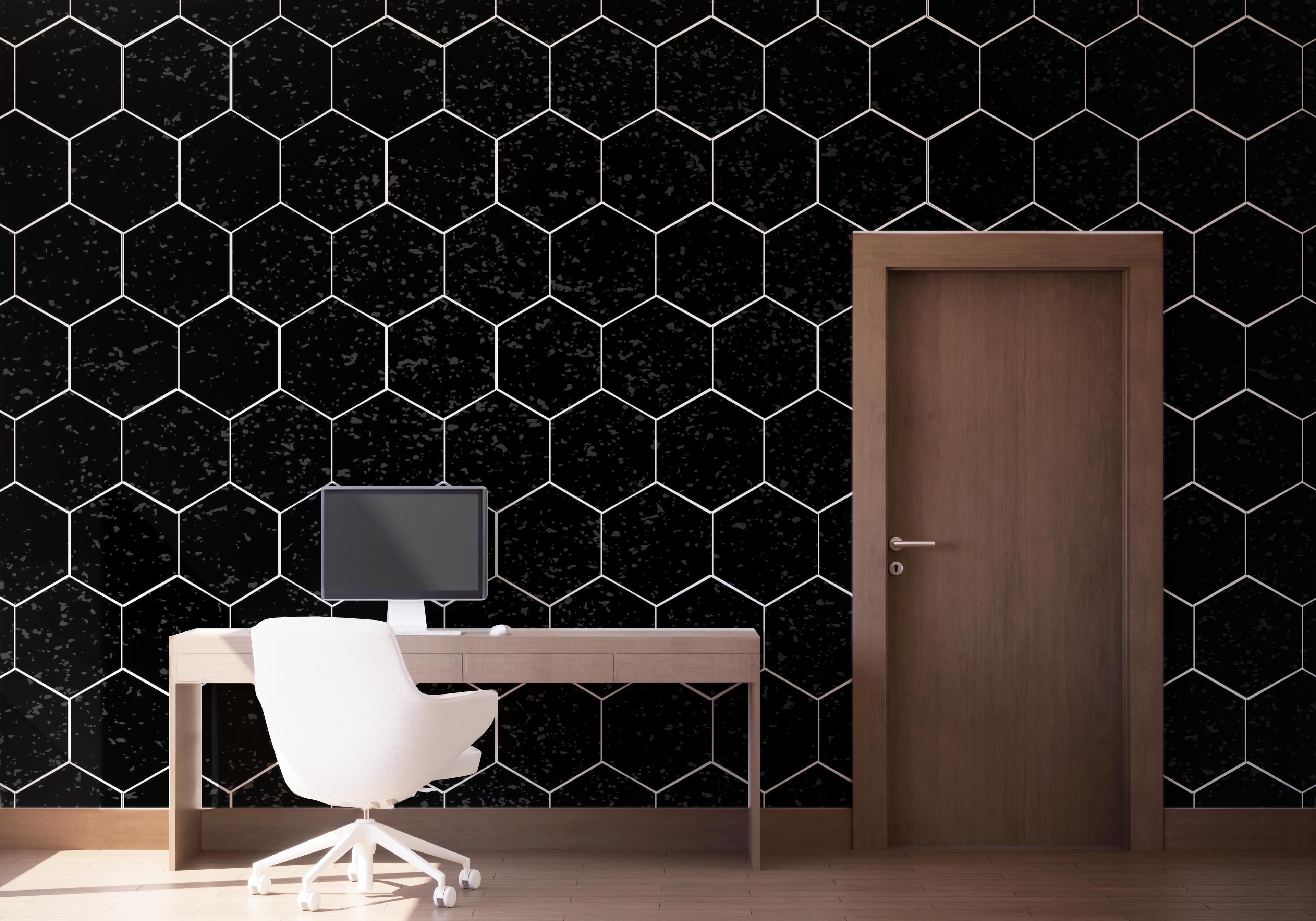 Fototapete Black Hexagon Art mockup 1