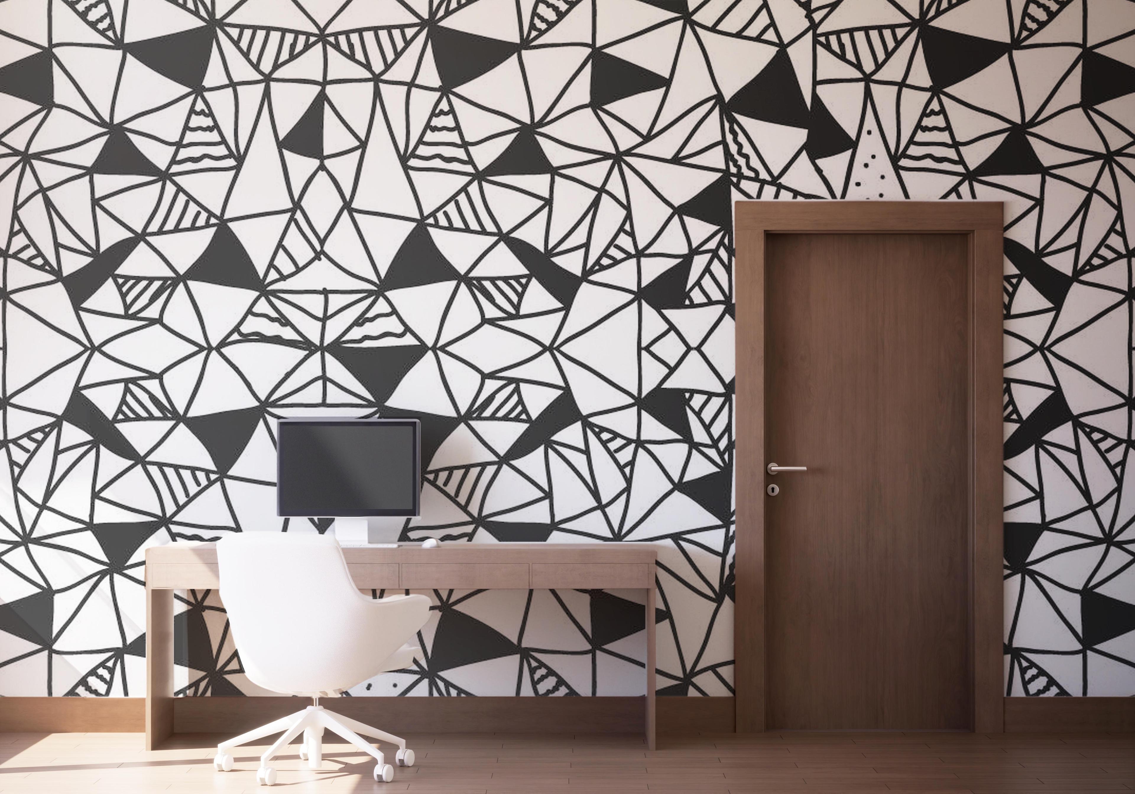 Fototapete Black Triangles Pattern mockup 1