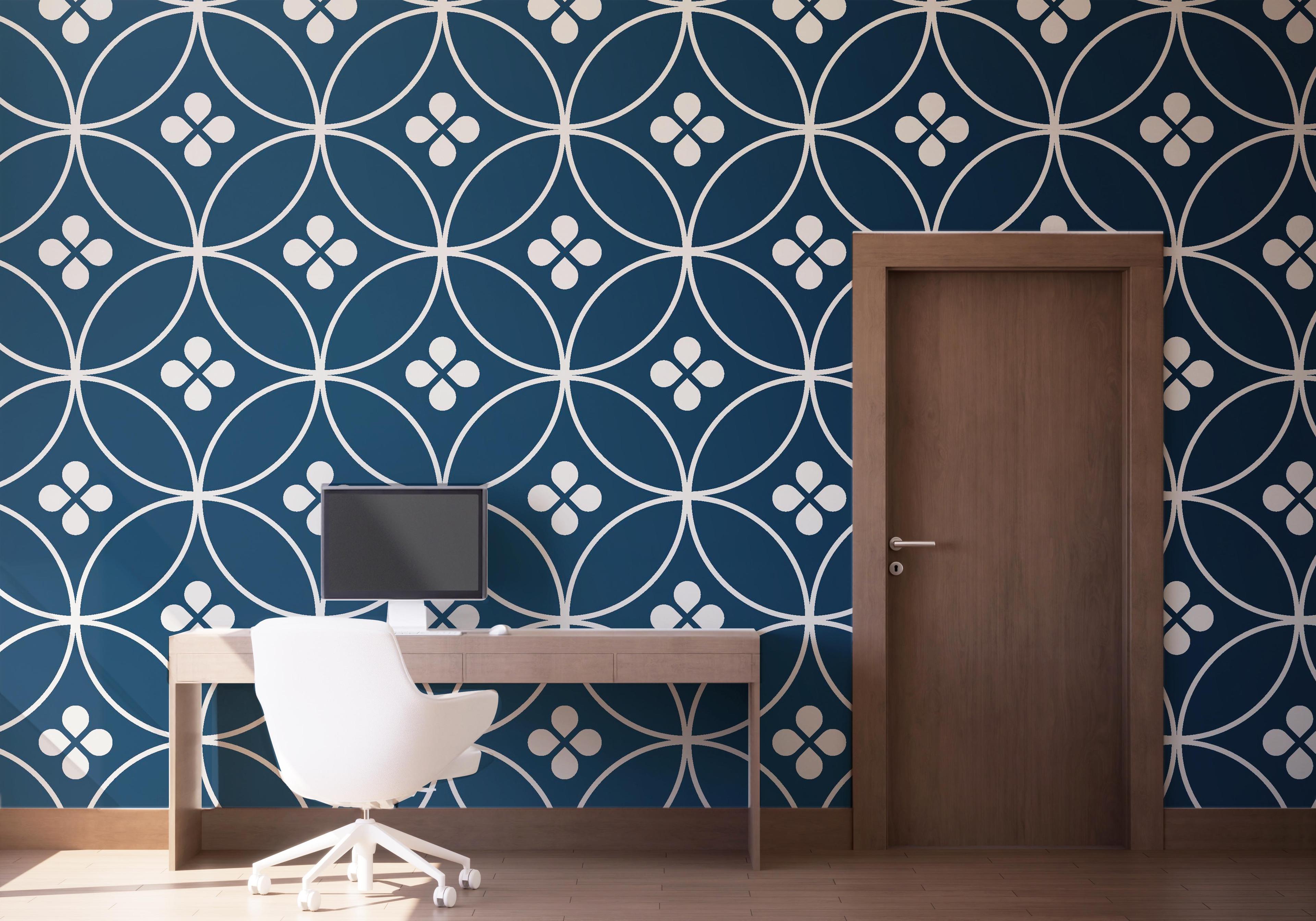 Fototapete Blue Circle Flower mockup 1