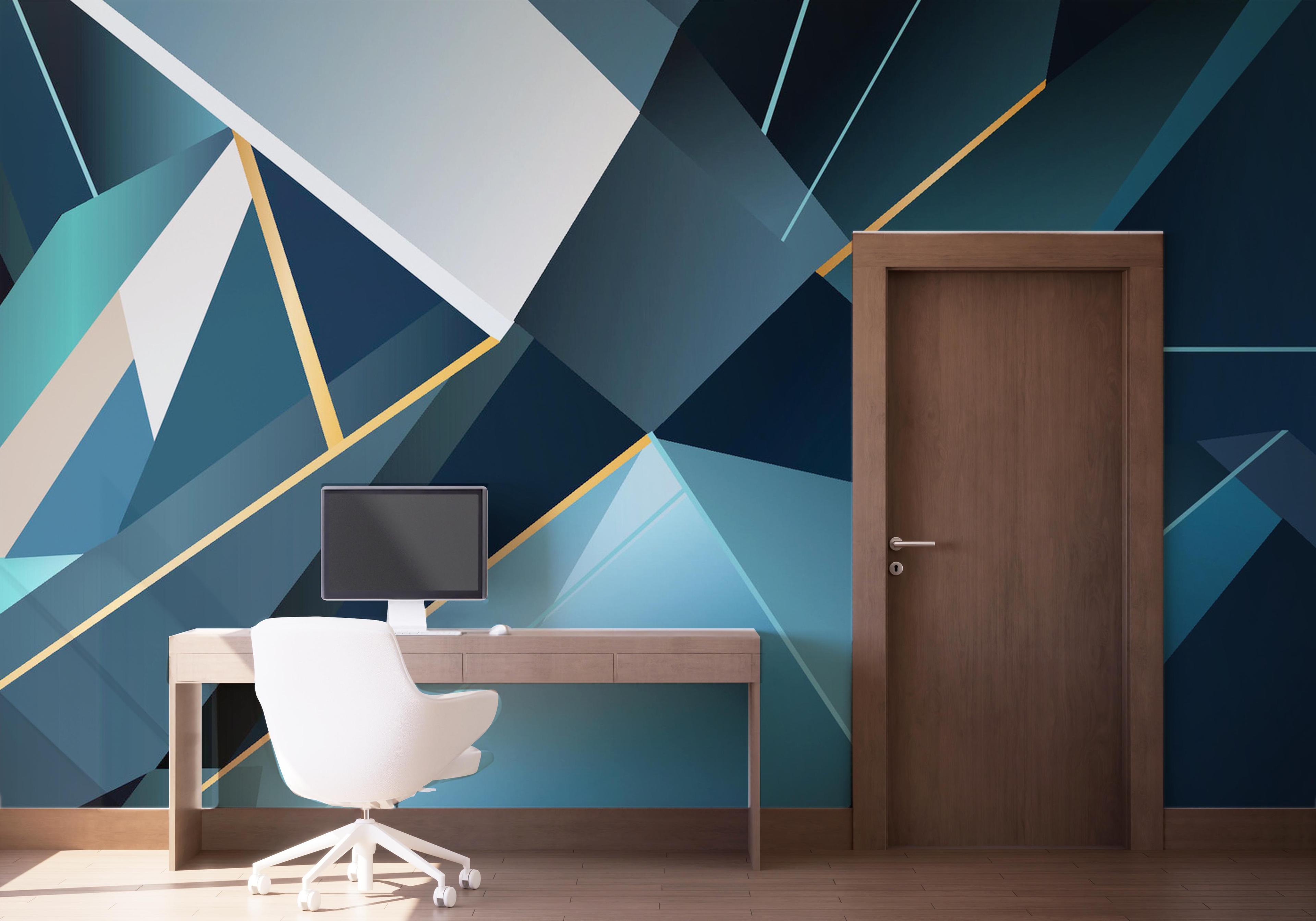 Fototapete Blue Triangle Art mockup 1