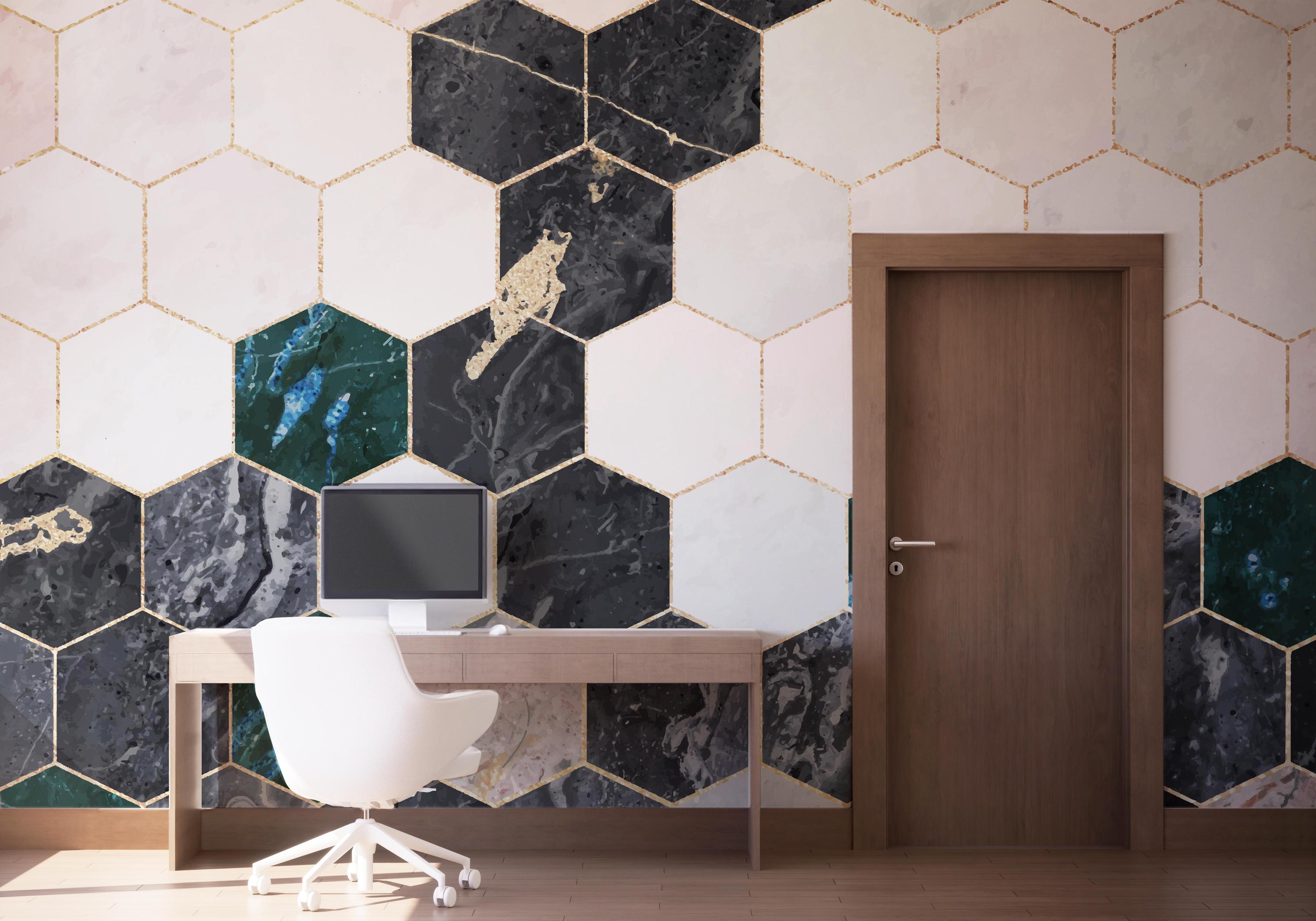 Fototapete Hexagonal Marble Art mockup 1