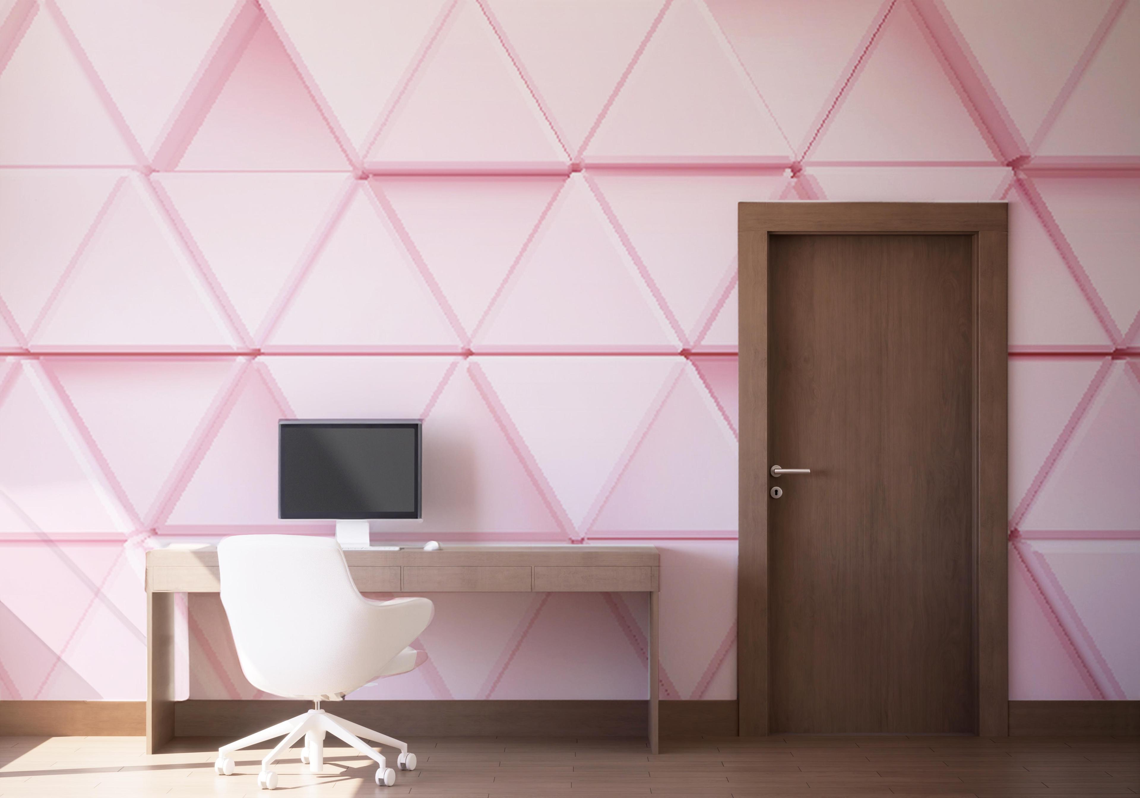 Fototapete Pink 3d Triangle mockup 1
