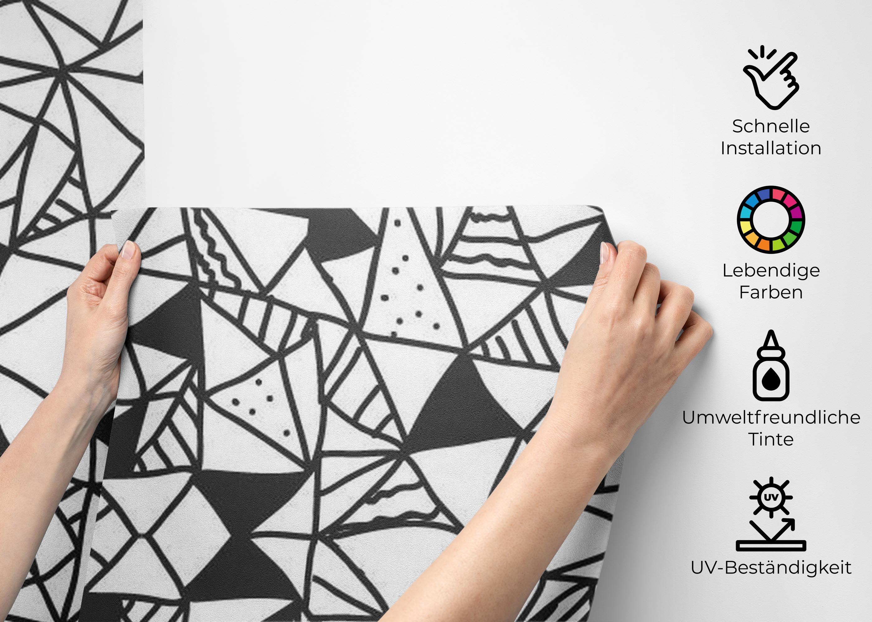 Fototapete Black Triangles Pattern mockup 2