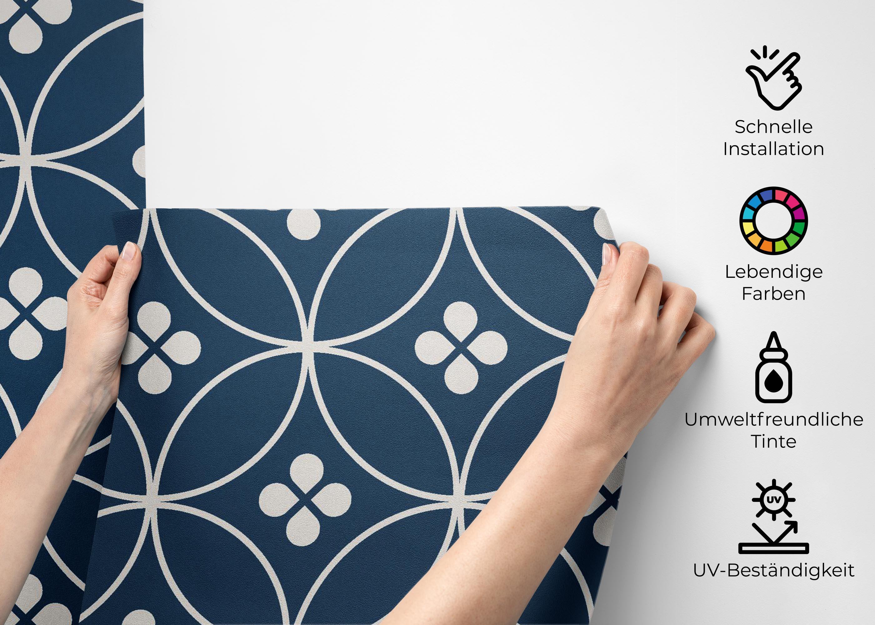 Fototapete Blue Circle Flower mockup 2