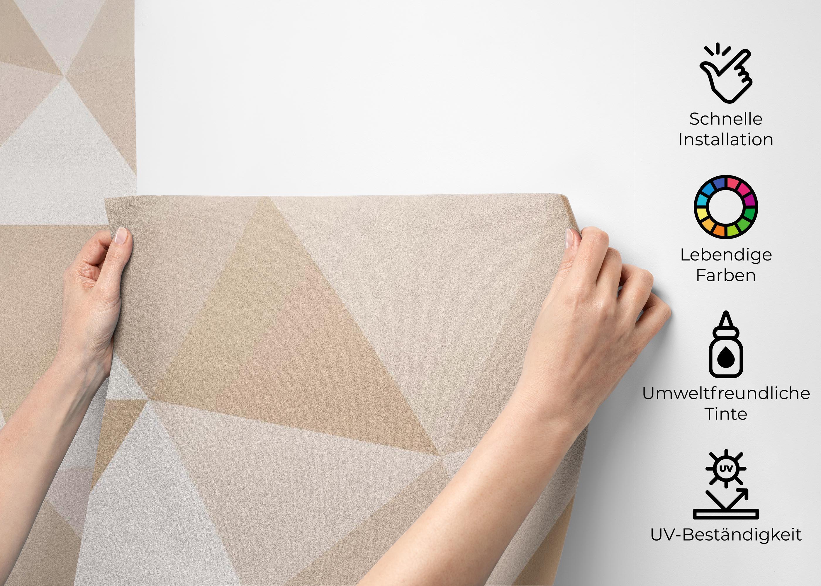 Fototapete Cream Triangle Art mockup 2