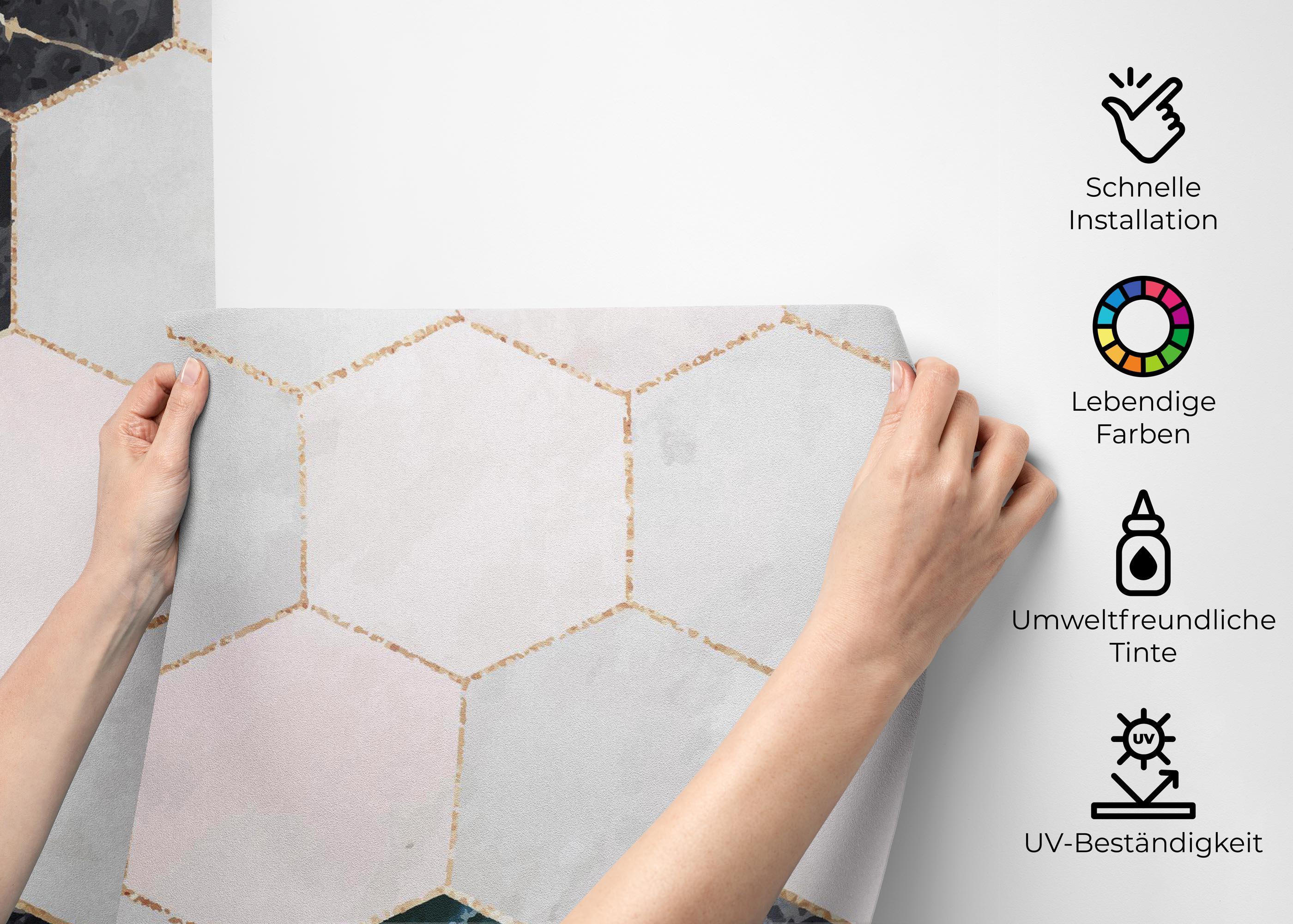 Fototapete Hexagonal Marble Art mockup 2