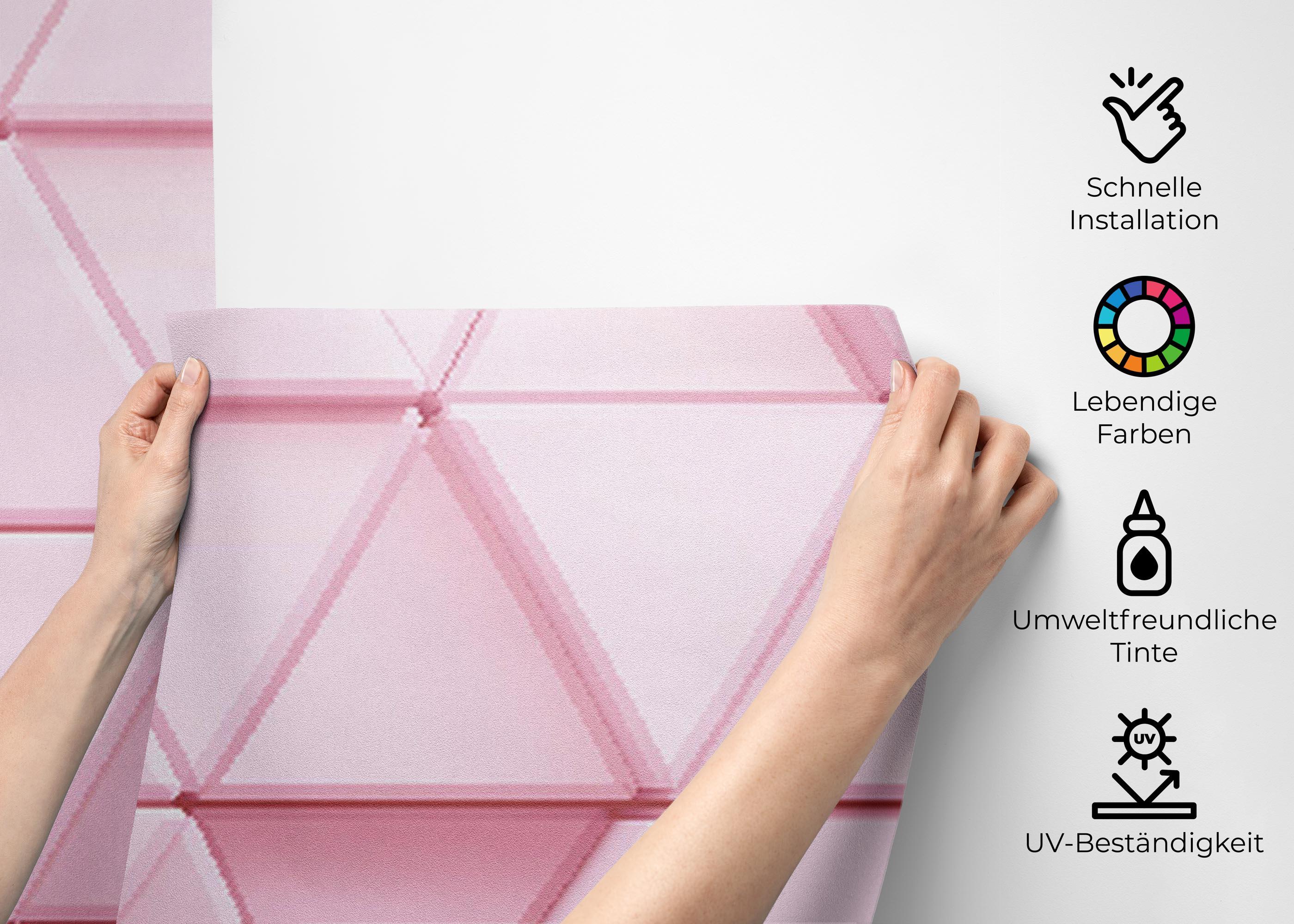 Fototapete Pink 3d Triangle mockup 2