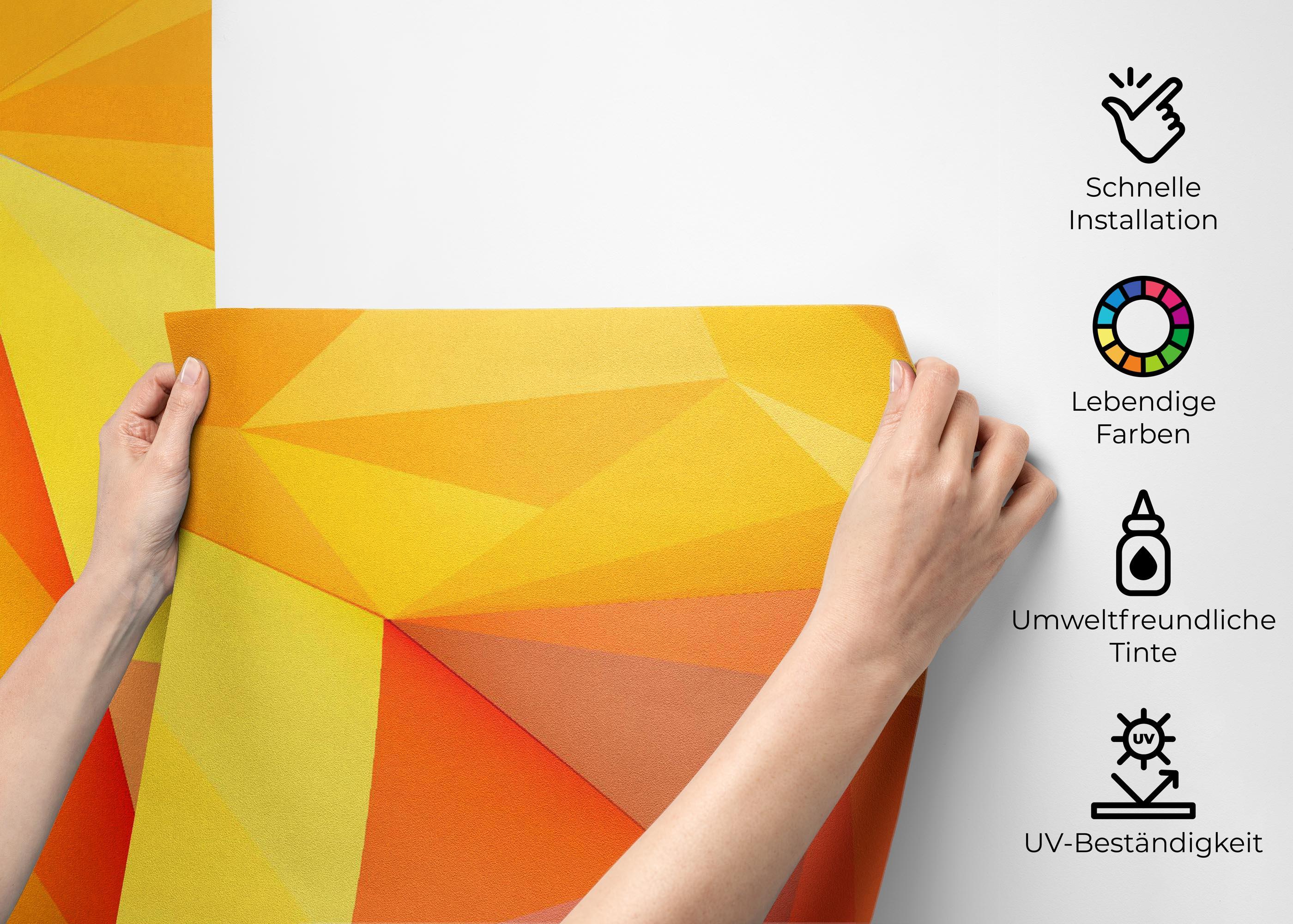 Fototapete Yellow Orange Triangle mockup 2