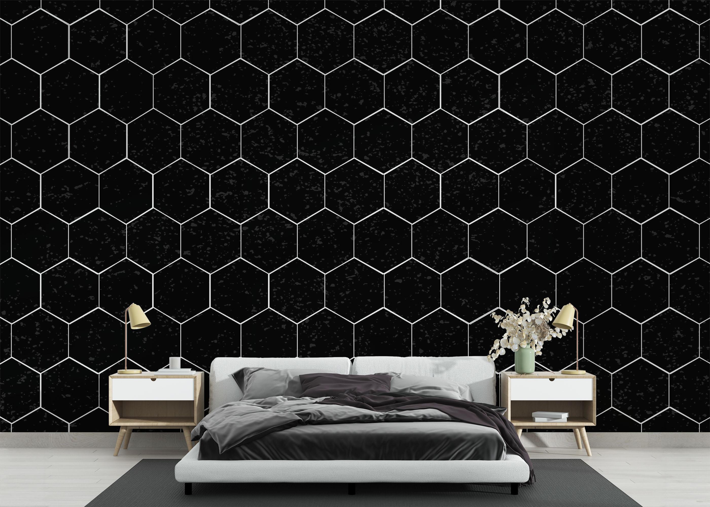 Fototapete Black Hexagon Art mockup 3