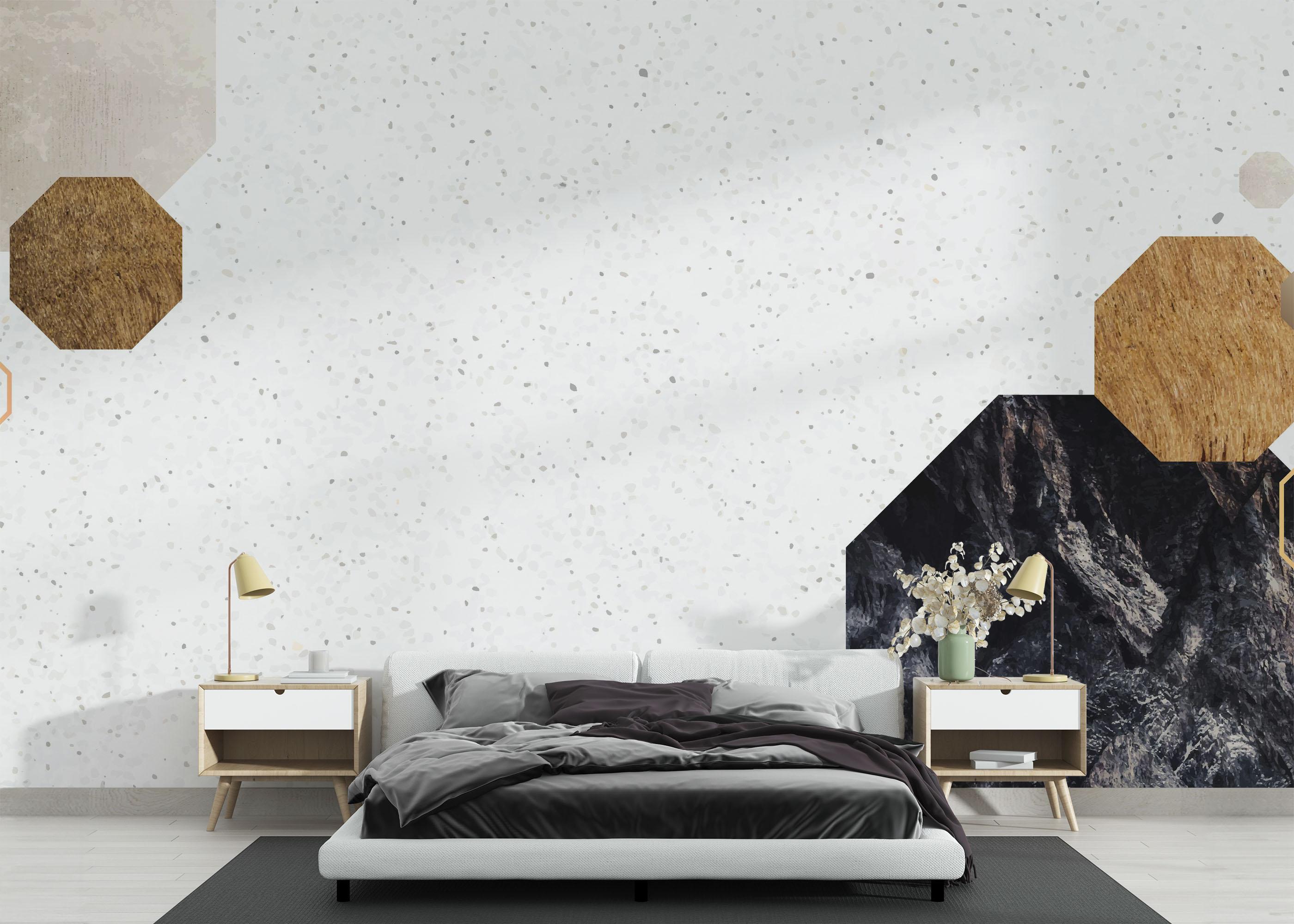 Fototapete Black Rock Hexagon mockup 3