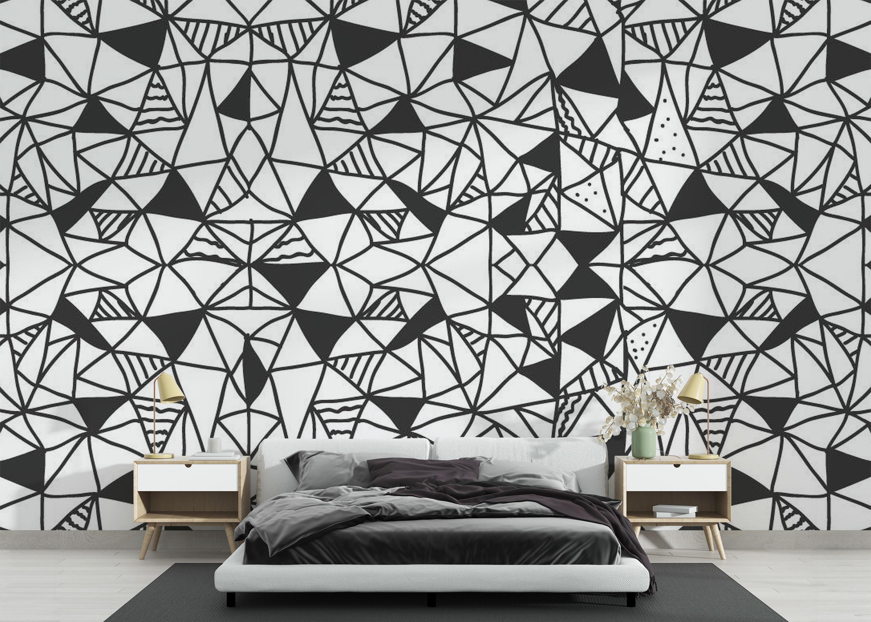 Fototapete Black Triangles Pattern mockup 3