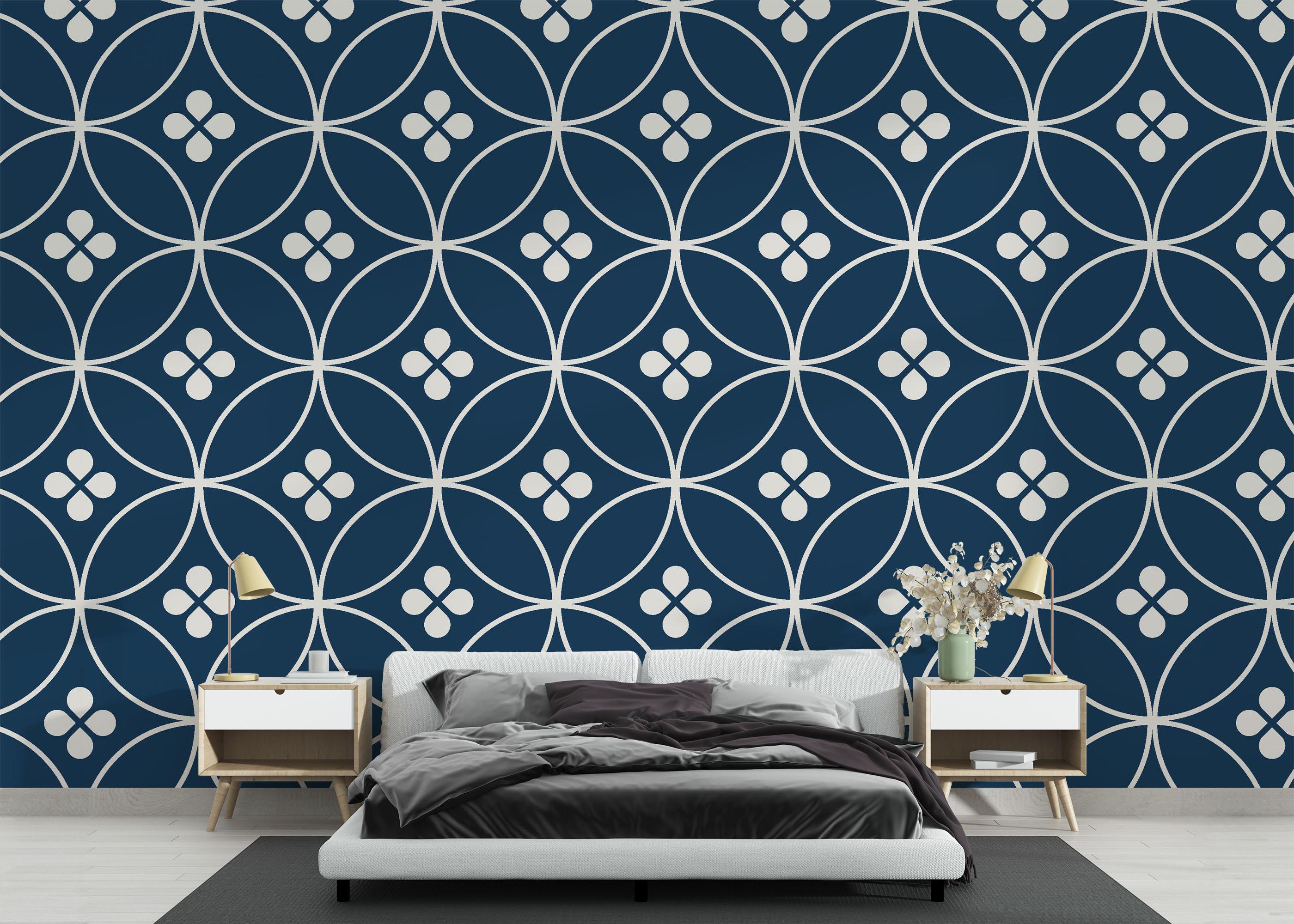 Fototapete Blue Circle Flower mockup 3