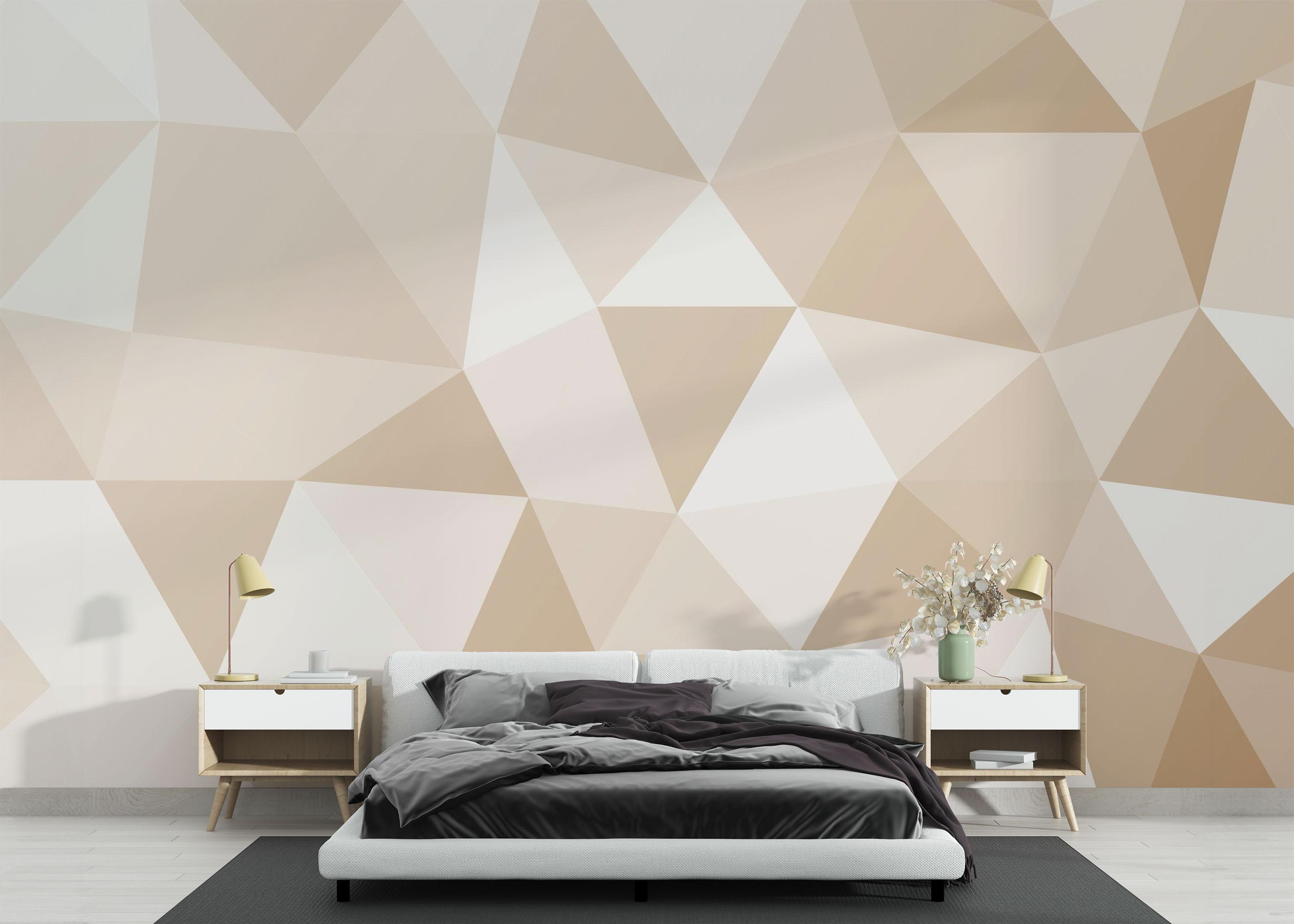 Fototapete Cream Triangle Art mockup 3