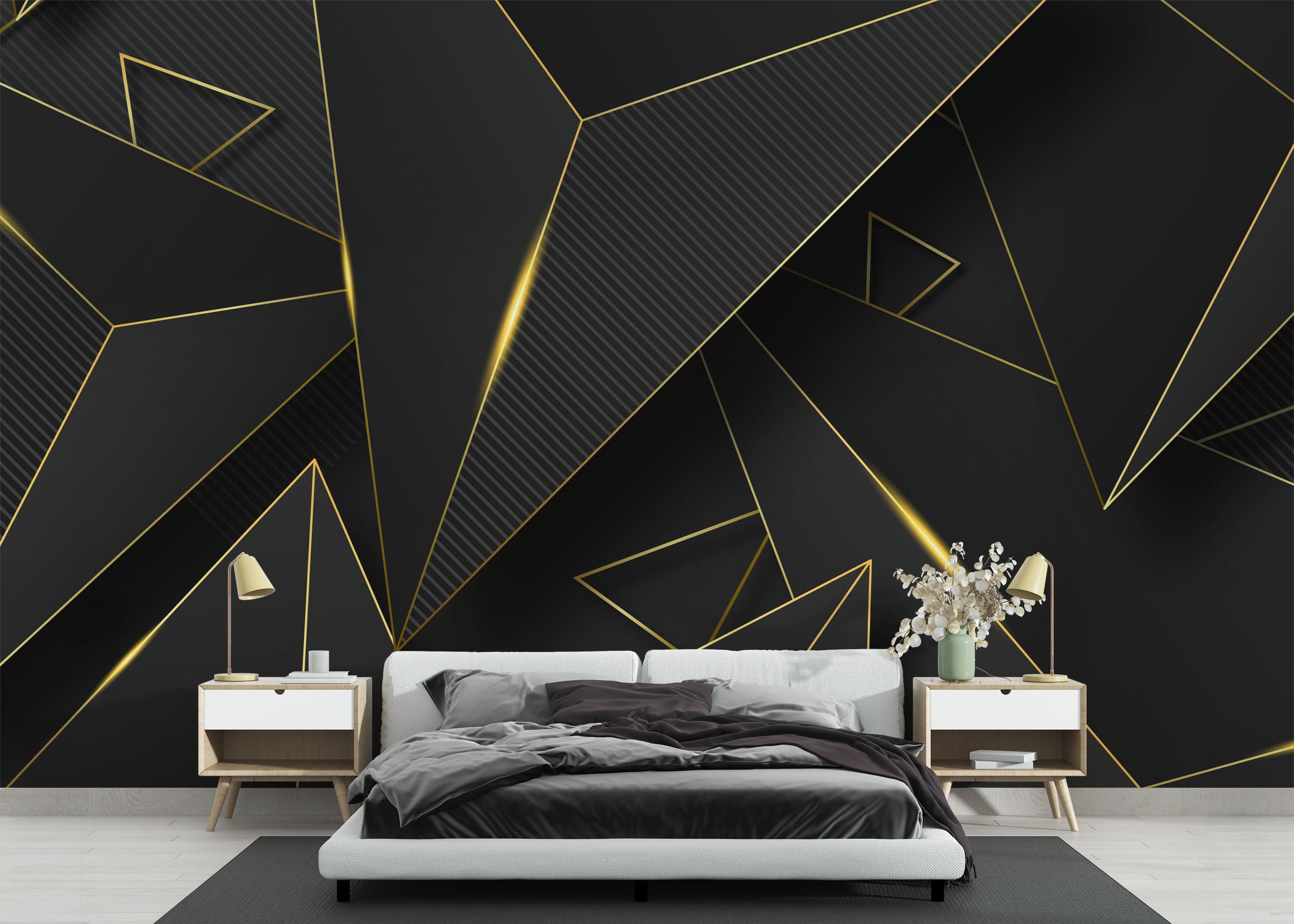 Fototapete Grey Gold Triangle mockup 3