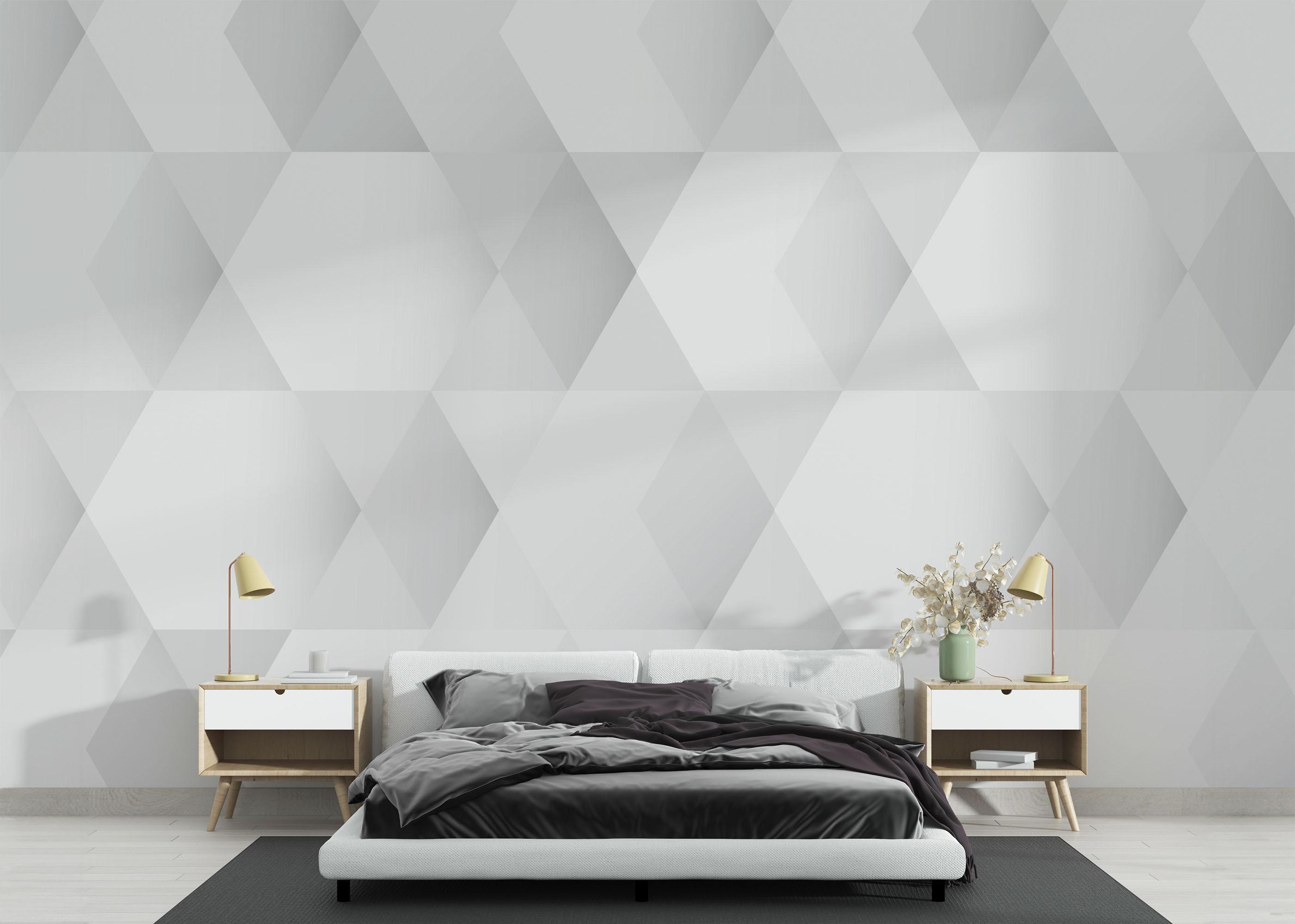 Fototapete Grey Hexagonal Art mockup 3