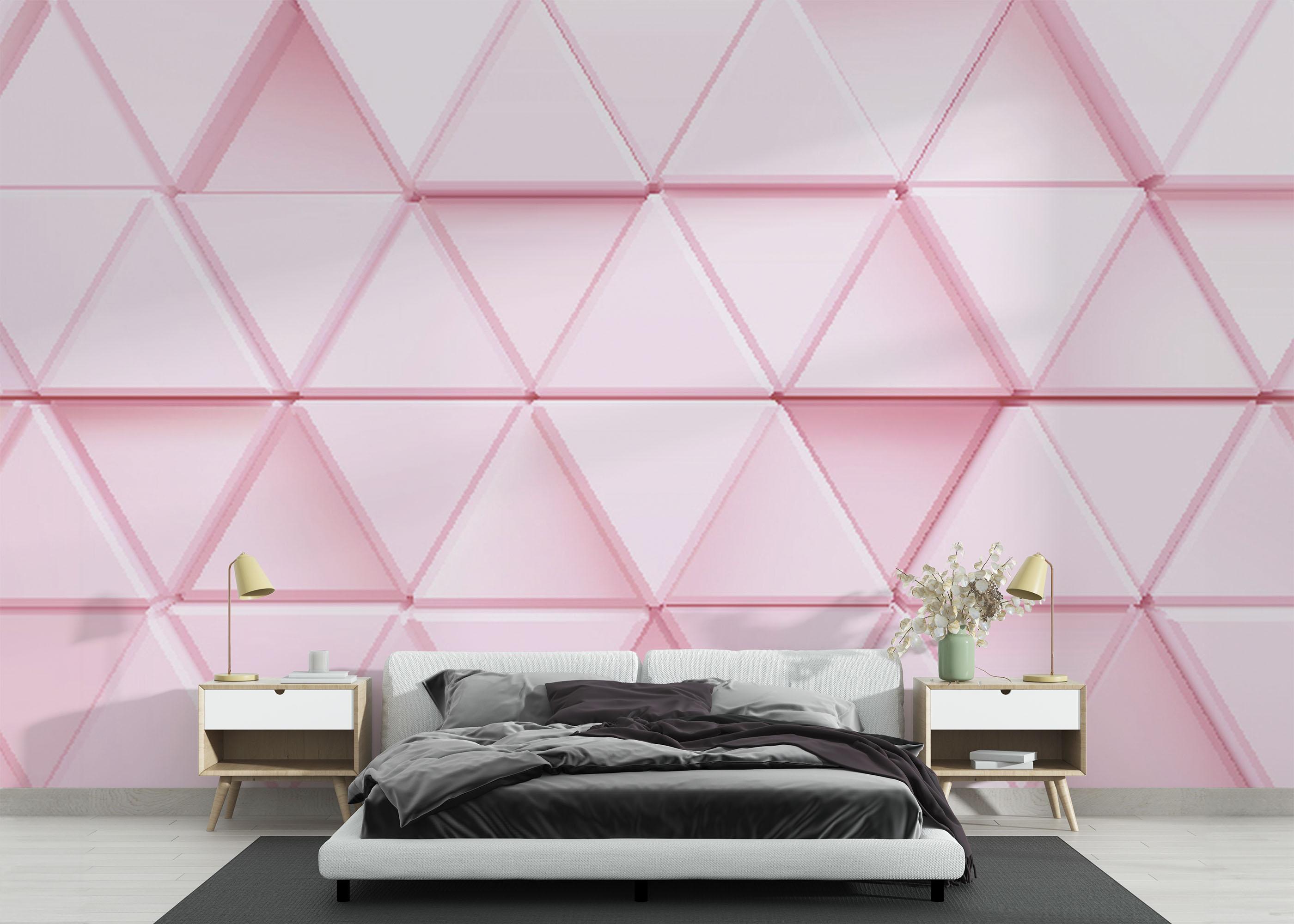 Fototapete Pink 3d Triangle mockup 3