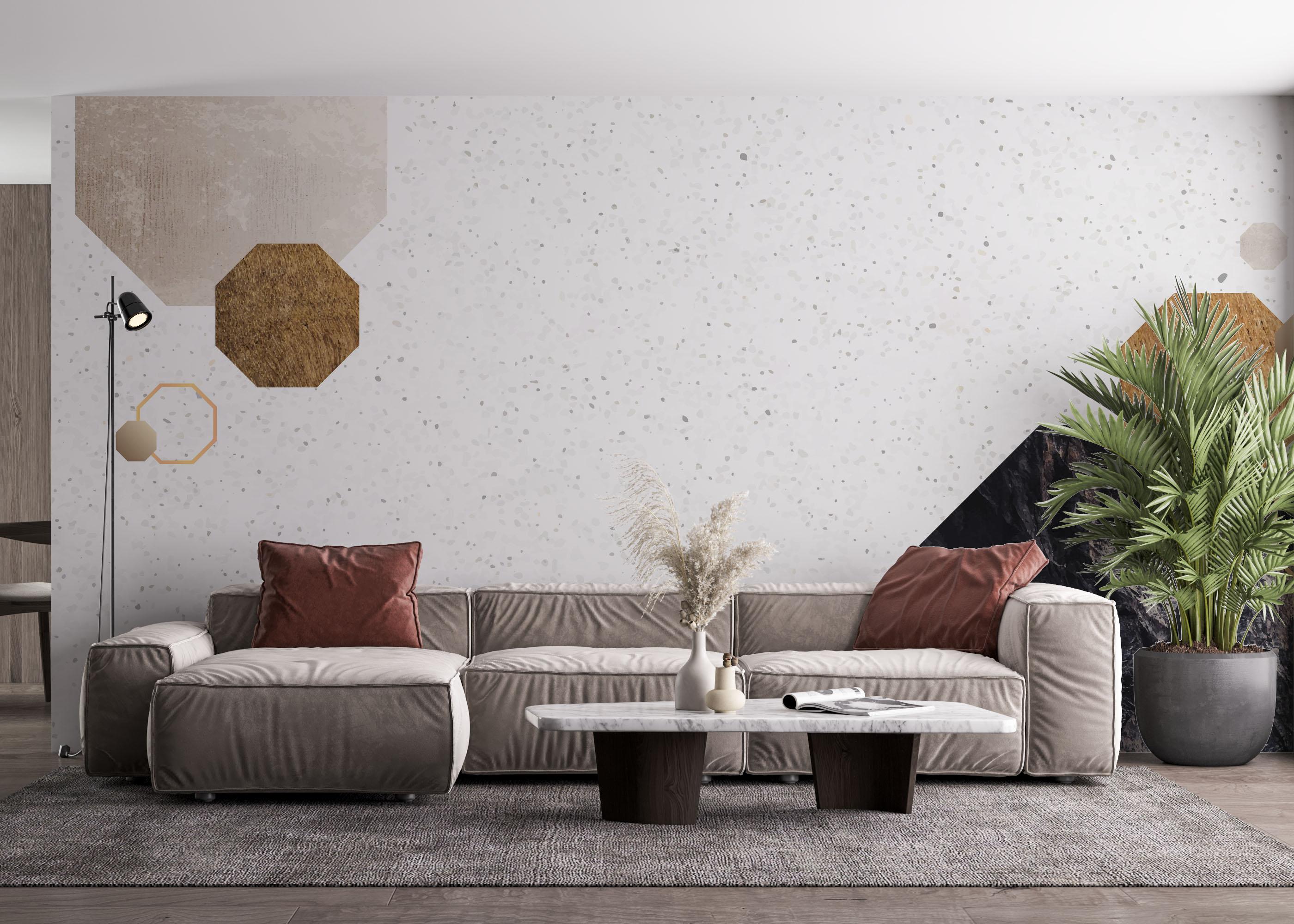 Fototapete Black Rock Hexagon mockup 4