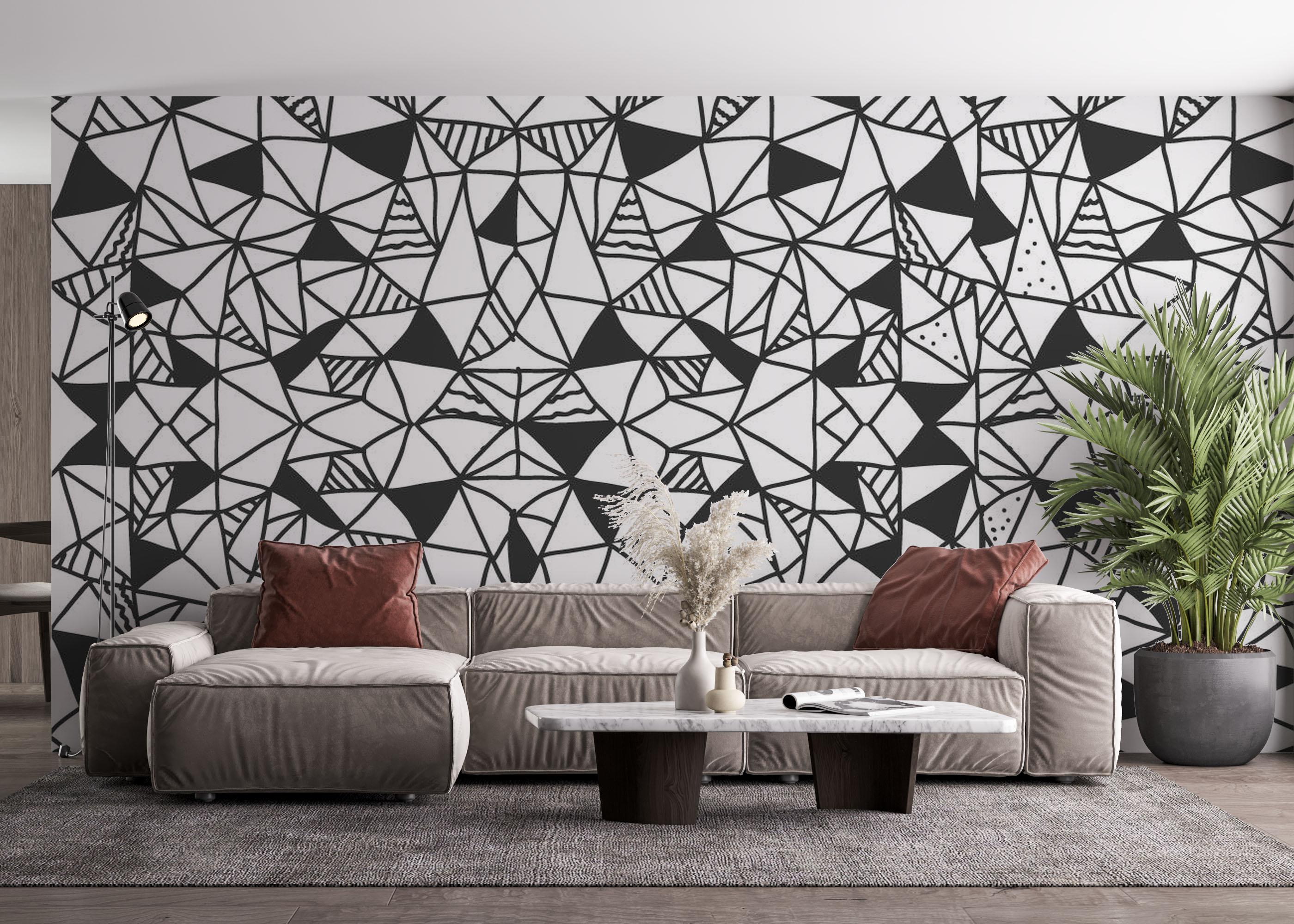 Fototapete Black Triangles Pattern mockup 4