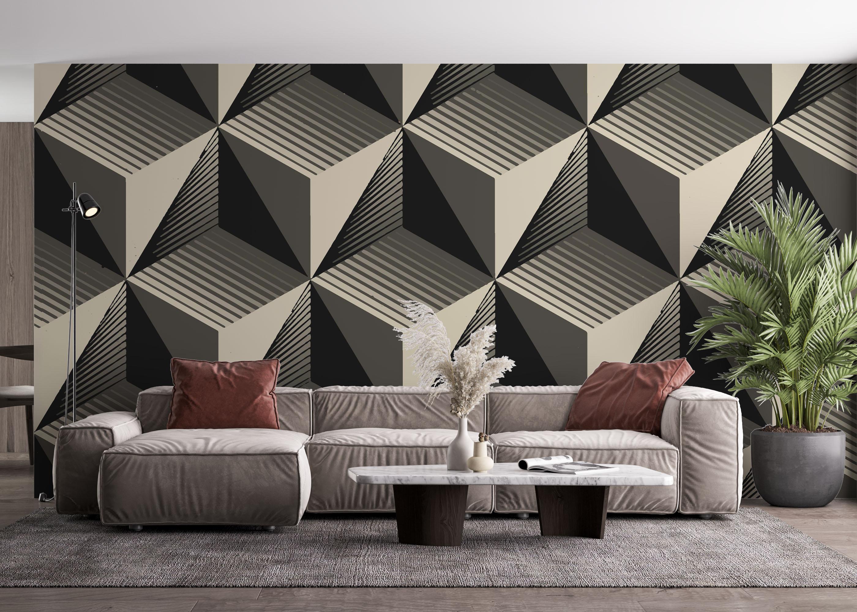 Fototapete Cream Square Shadow mockup 4