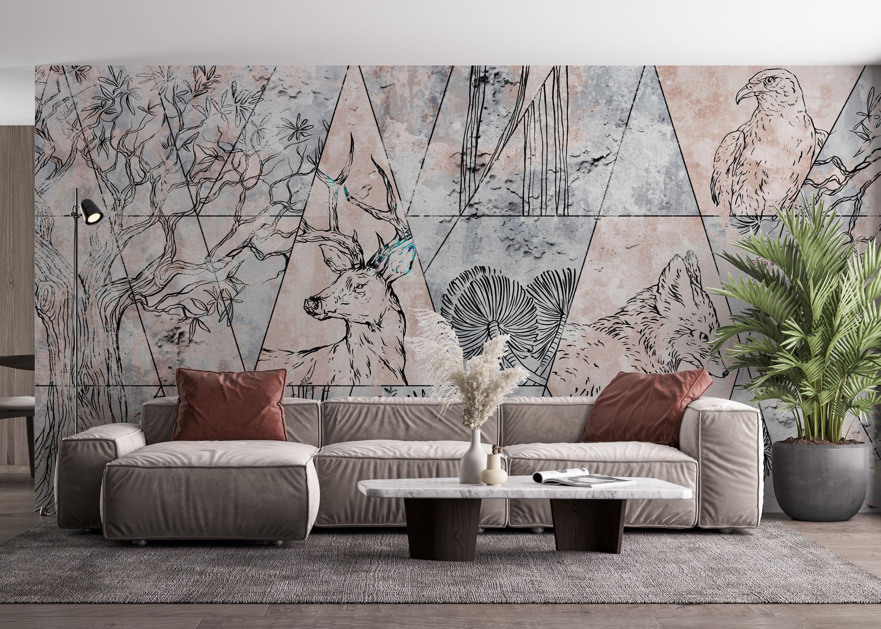 Fototapete Geometric Forest mockup 4