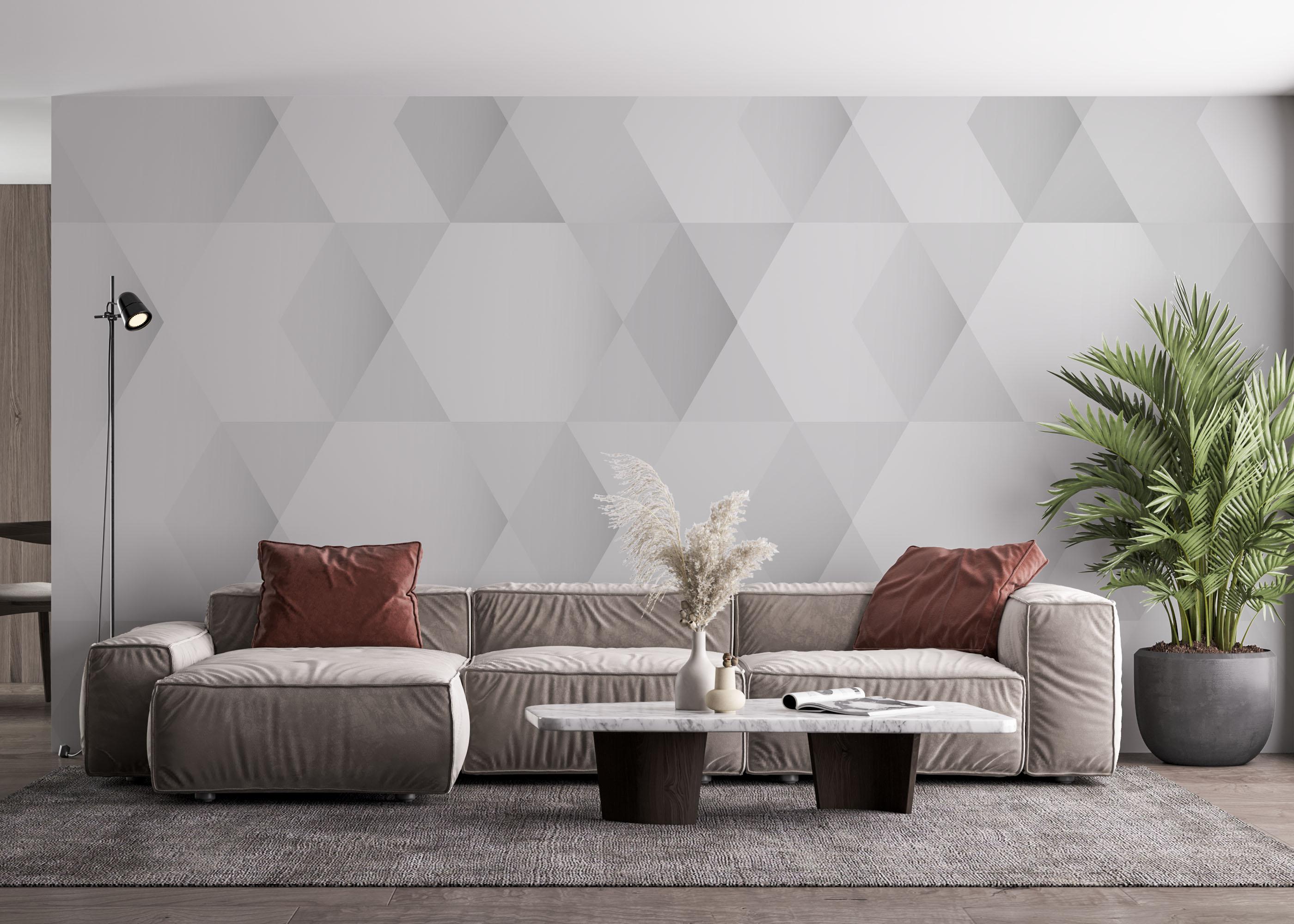 Fototapete Grey Hexagonal Art mockup 4