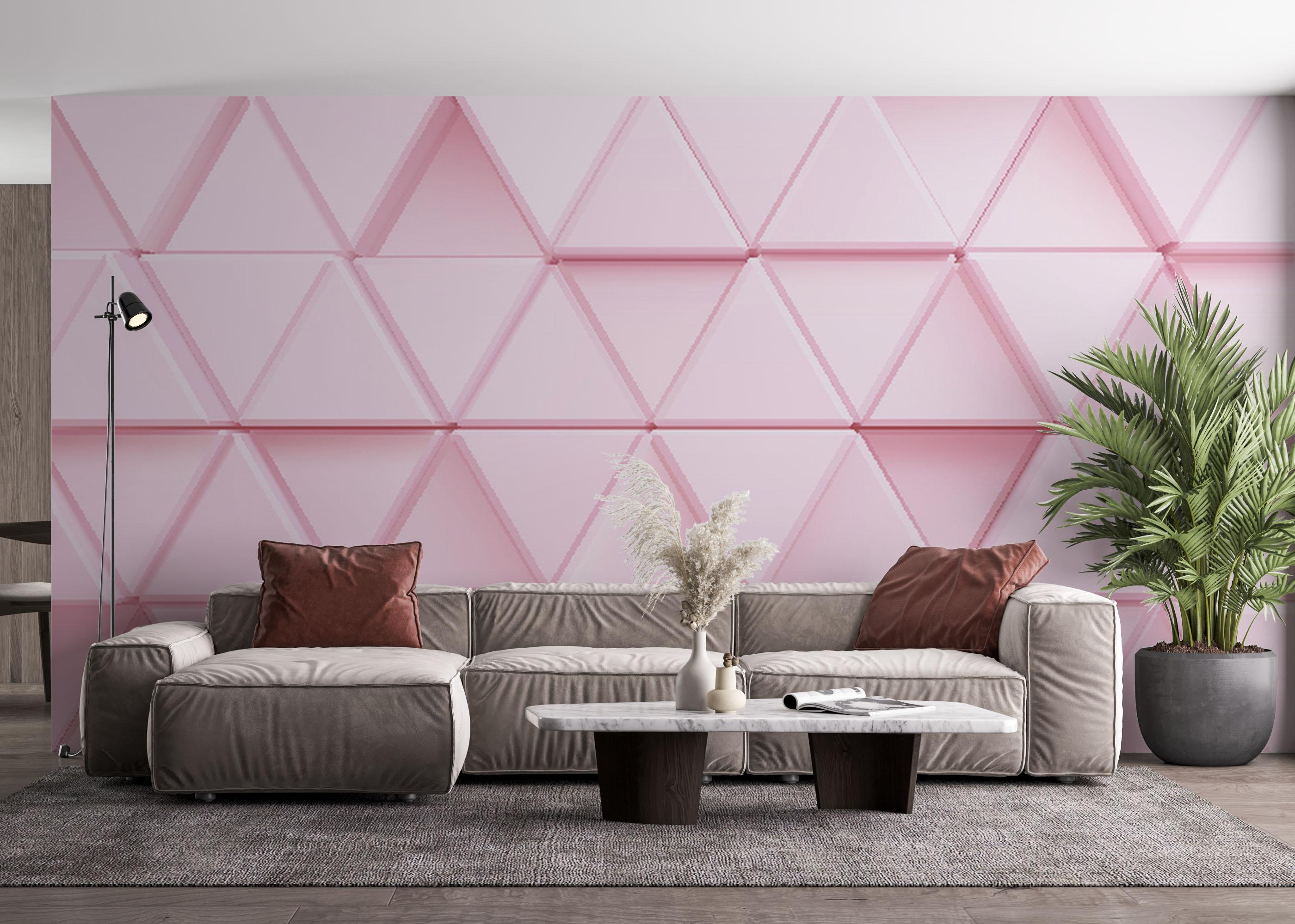 Fototapete Pink 3d Triangle mockup 4
