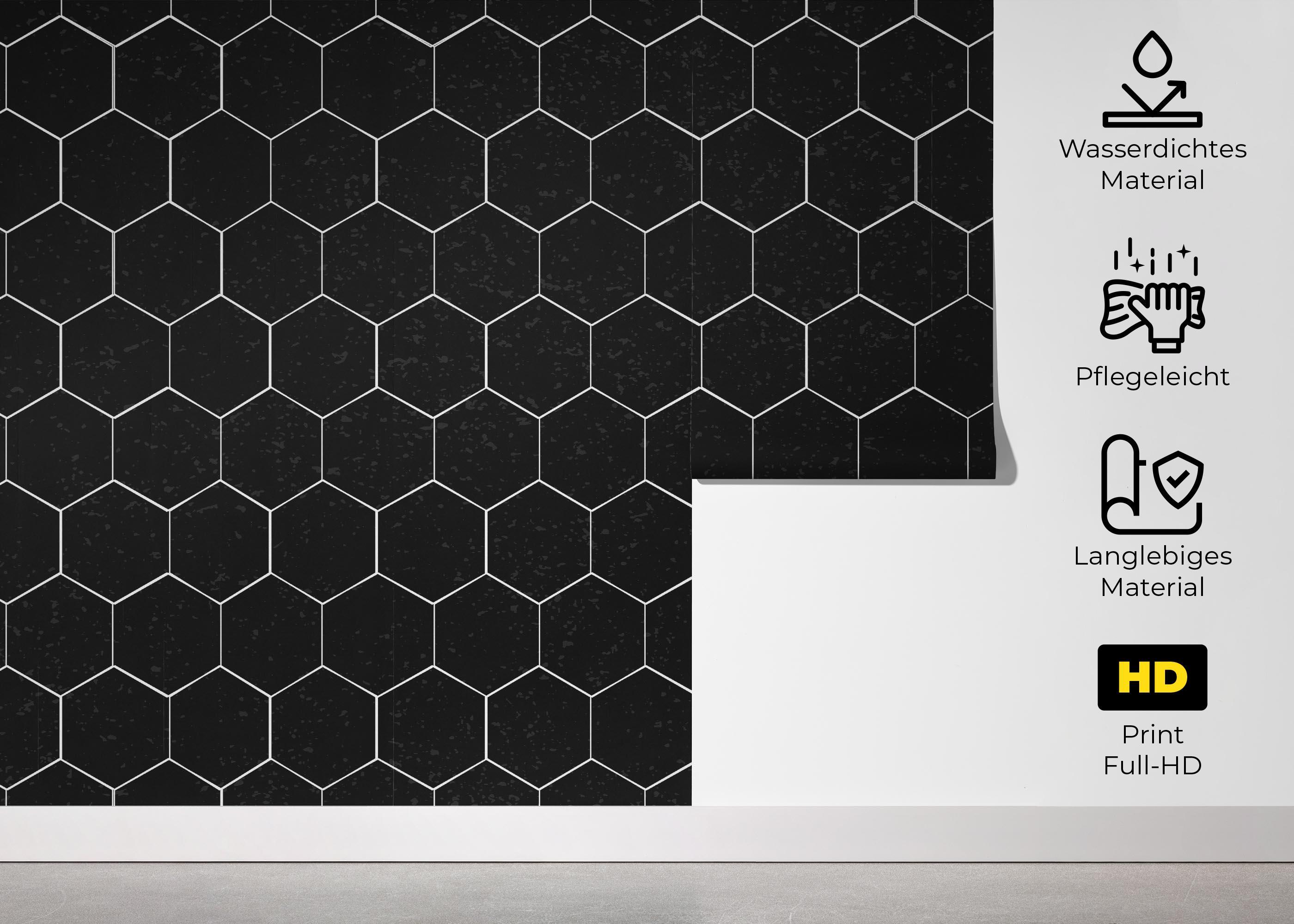 Fototapete Black Hexagon Art mockup 5